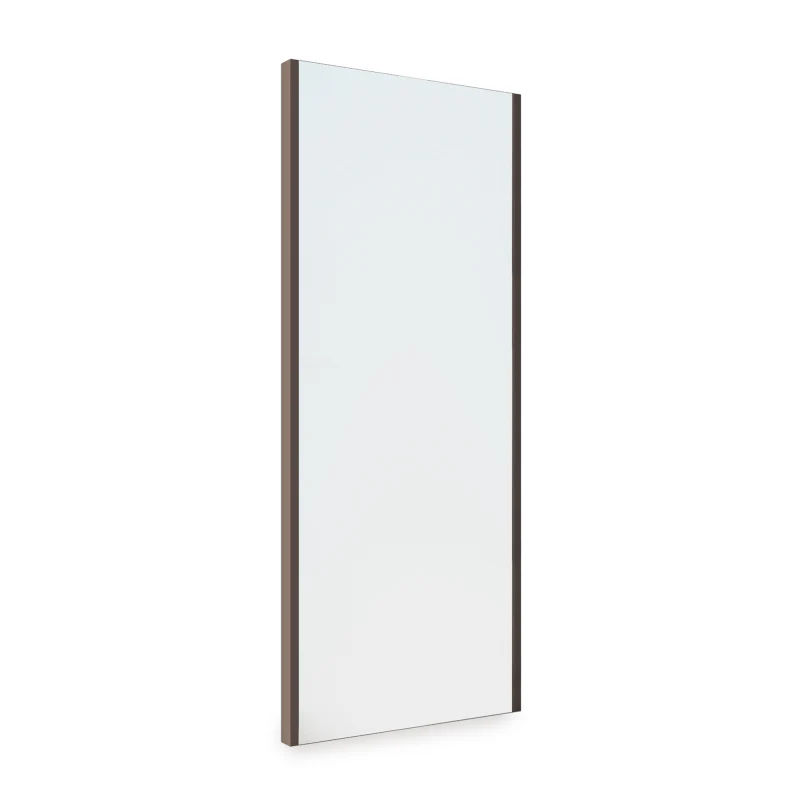 Výsuvné zrcadlo do šatní skříně, mokka lakované, ocel a technoplast a sklo.