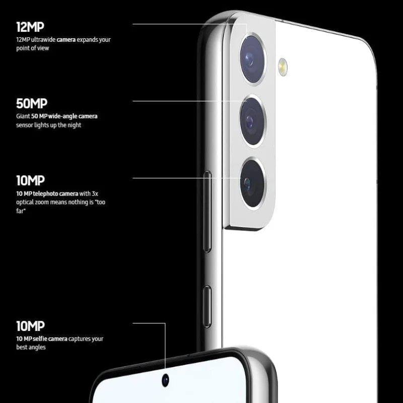 Chytrý telefon Samsung Galaxy S22, odemčený z výroby s Androidem, 128 GB, 8K fotoaparát a video (obnovený)