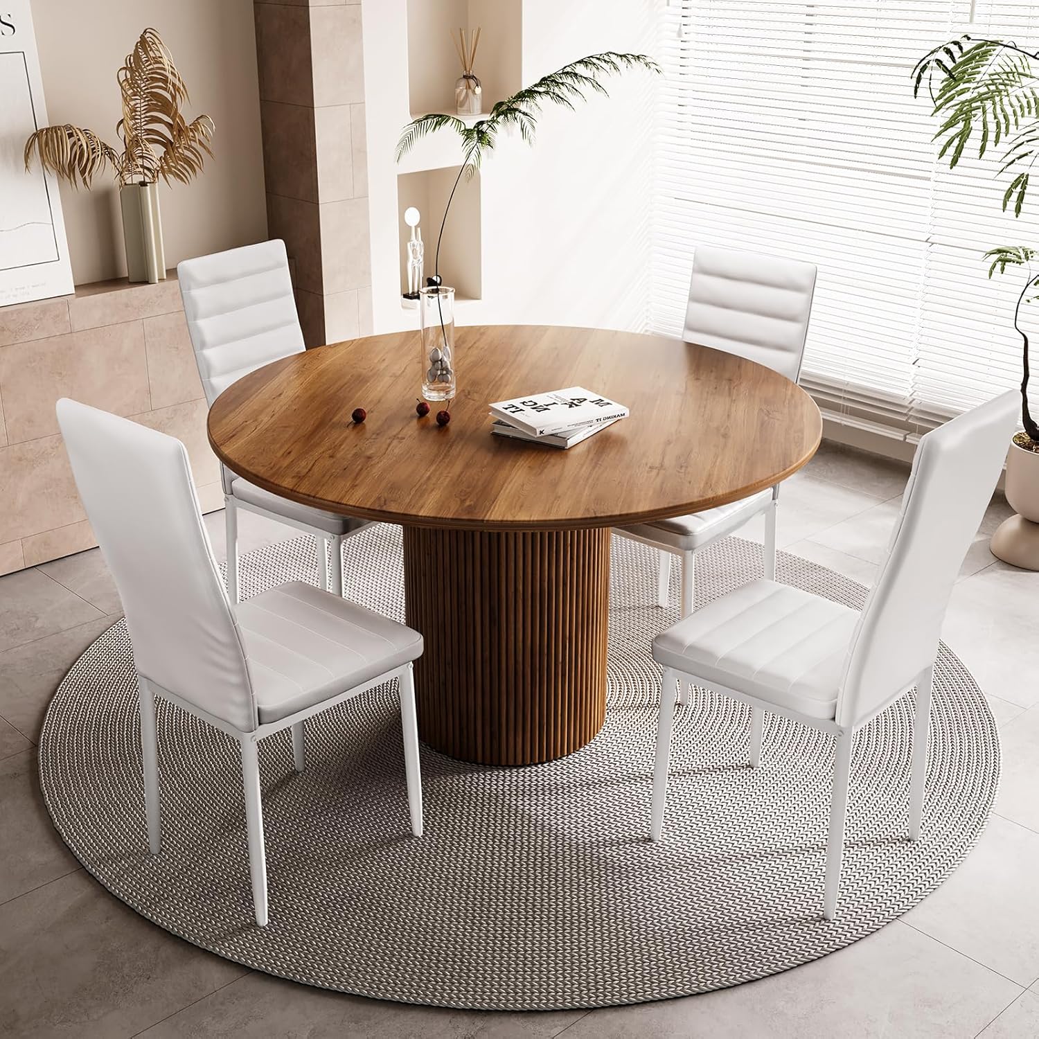 Sada 6 moderních jídelních židlí s vysokým opěradlem a polstrováním do kuchyně a jídelny, tmavě šedý flanel