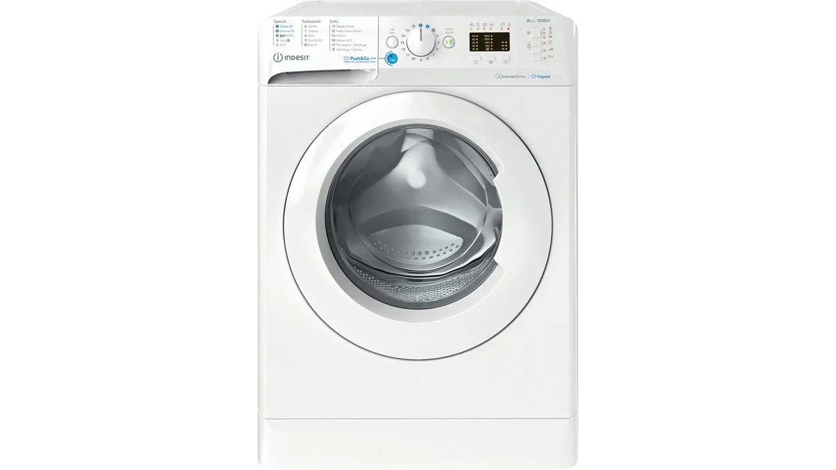 Indesit BWA 81295X WV IT Innex Steam Pračka s předním plněním 8 kg Třída B 1200 ot./min (V 84,5 x Š 59,5 x H 63) Invertorový motor Samočisticí Bílá