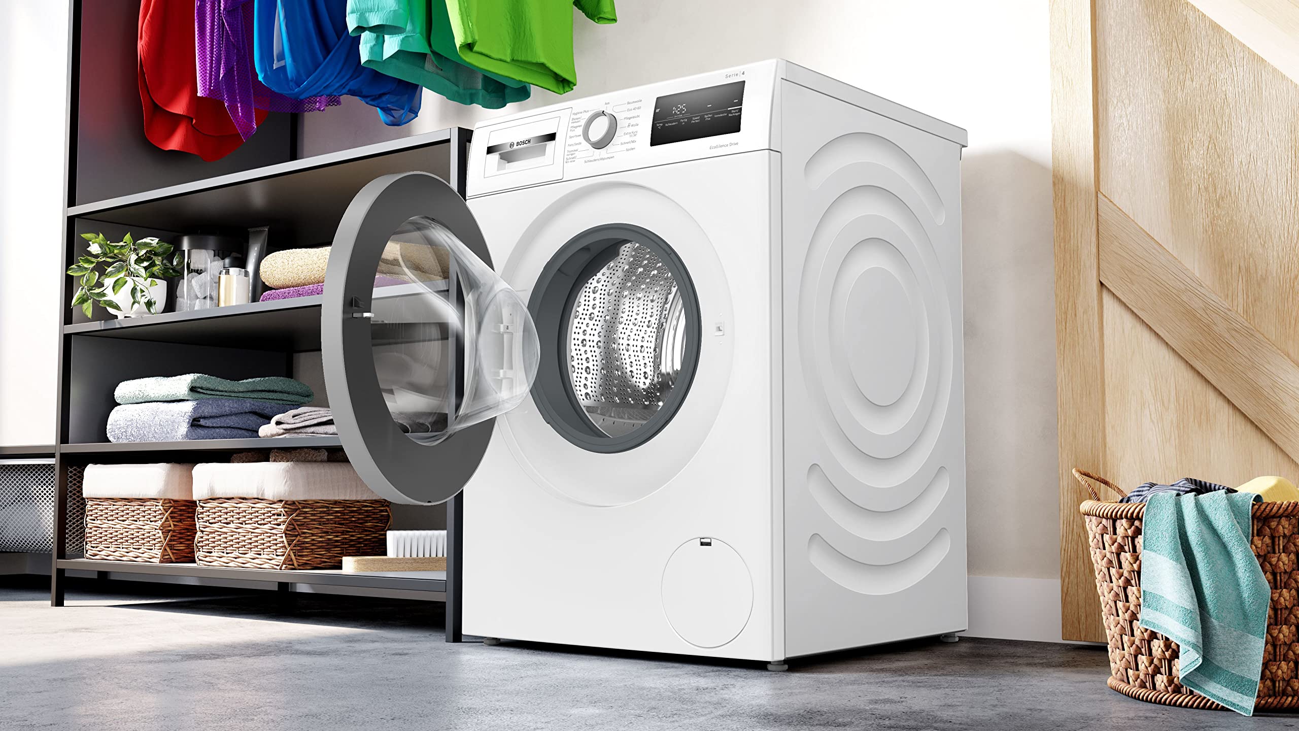 2025 Bosch WAN28K23, Serie 4, Pračka s předním plněním, 8 kg, 1400 ot./min, EcoSilence Drive: tiché a energeticky úsporné praní, Hygiene Plus, Speed ​​​​Perfect, Bílá, 60 cm, Amazon Exclusive Edition