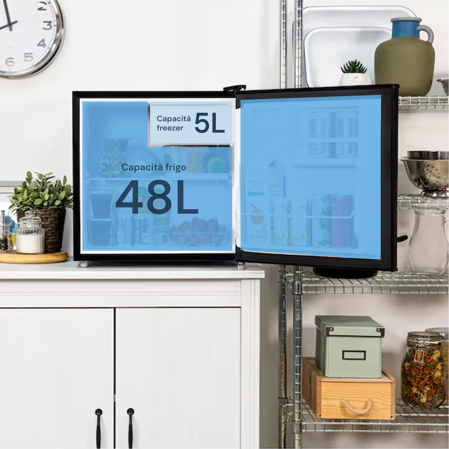 Mini kovová lednice - 48 l s 5 l mrazákem 85 W černá