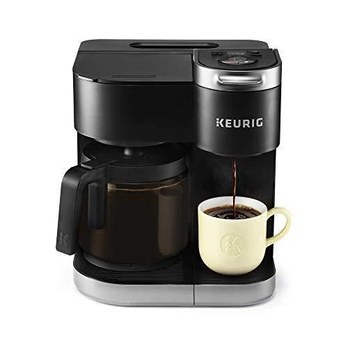 Kávovar Keurig K-Duo, jednoporcový a 12-šálkový karafový překapávač kávy, kompatibilní s kapslemi K-Cup a mletou kávou, černý