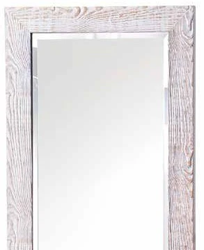 Obdélníkové zrcadlo z bílého lakovaného dřeva, pískované, o rozměrech 180x70 cm.