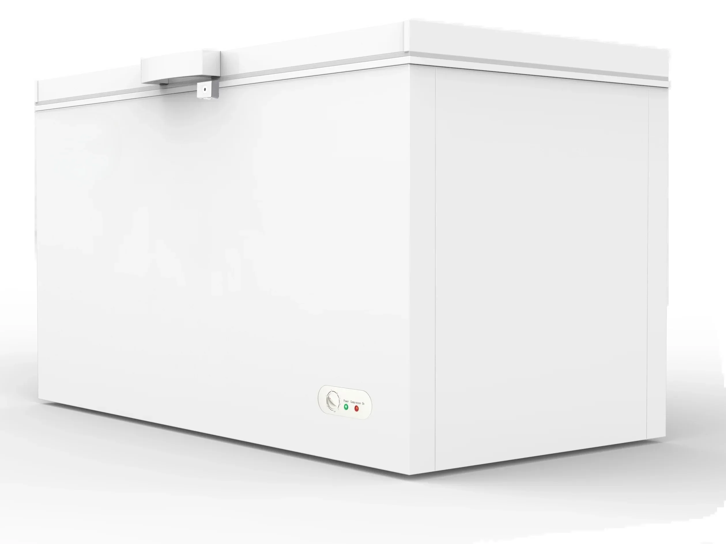 60 palců (152 cm) Komerční mrazicí truhlice s mrazákem o objemu 16 krychlových stop (4,8 m).