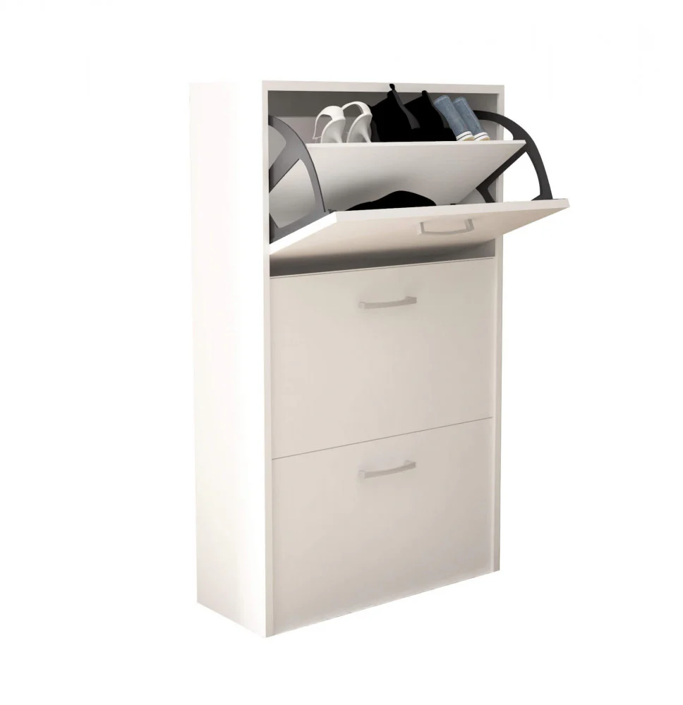 Botník „Molly“ se 3 výklopnými dvířky, vyrobený ze dřeva o tloušťce 16 mm, pro vnitřní použití