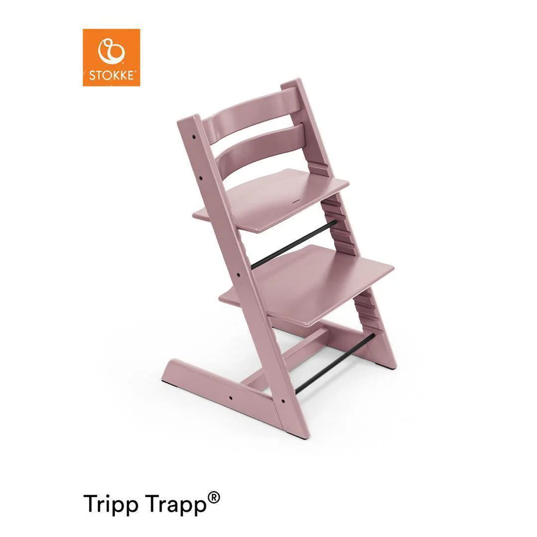 Dětská jídelní židlička Stokke Tripp Trapp – výškově nastavitelná, roste s dítětem, v barvě Heather Mauve, ergonomická