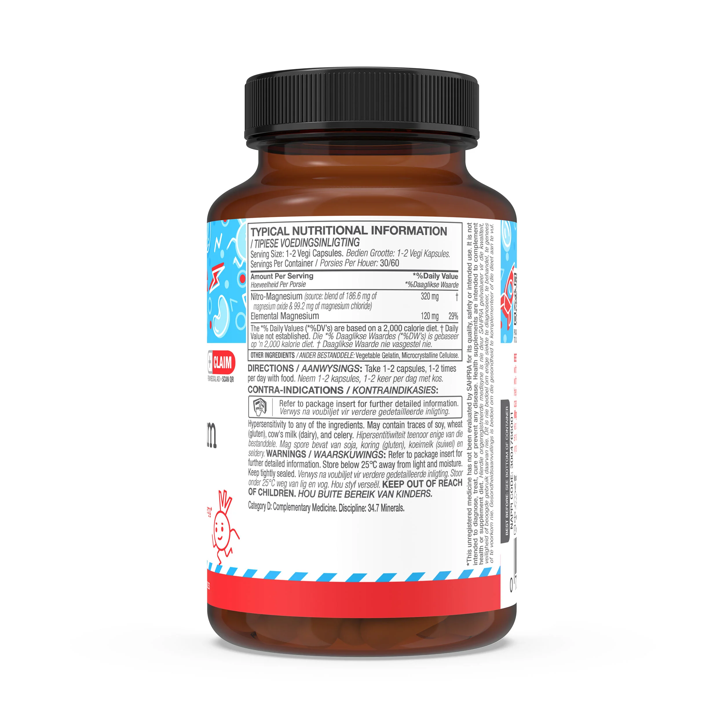 Magnesium 320mg (Providing 120mg Elemental Magnesium) 8-Hour Super Slow Release 60 Vegi Capsules