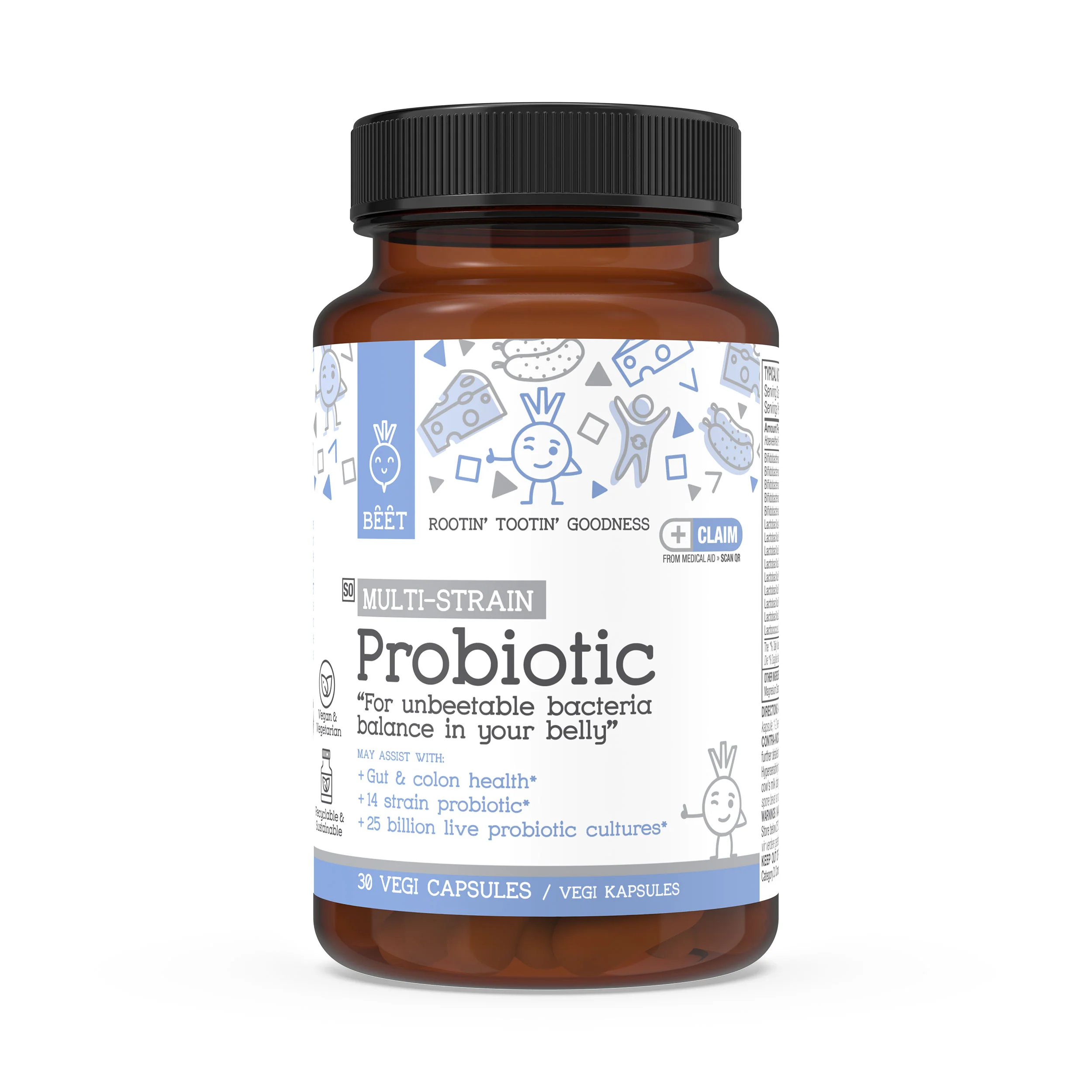 Probiotic Multi-Strain with 14 Strains & 25 Billion CFUs 30 Vegi Capsules