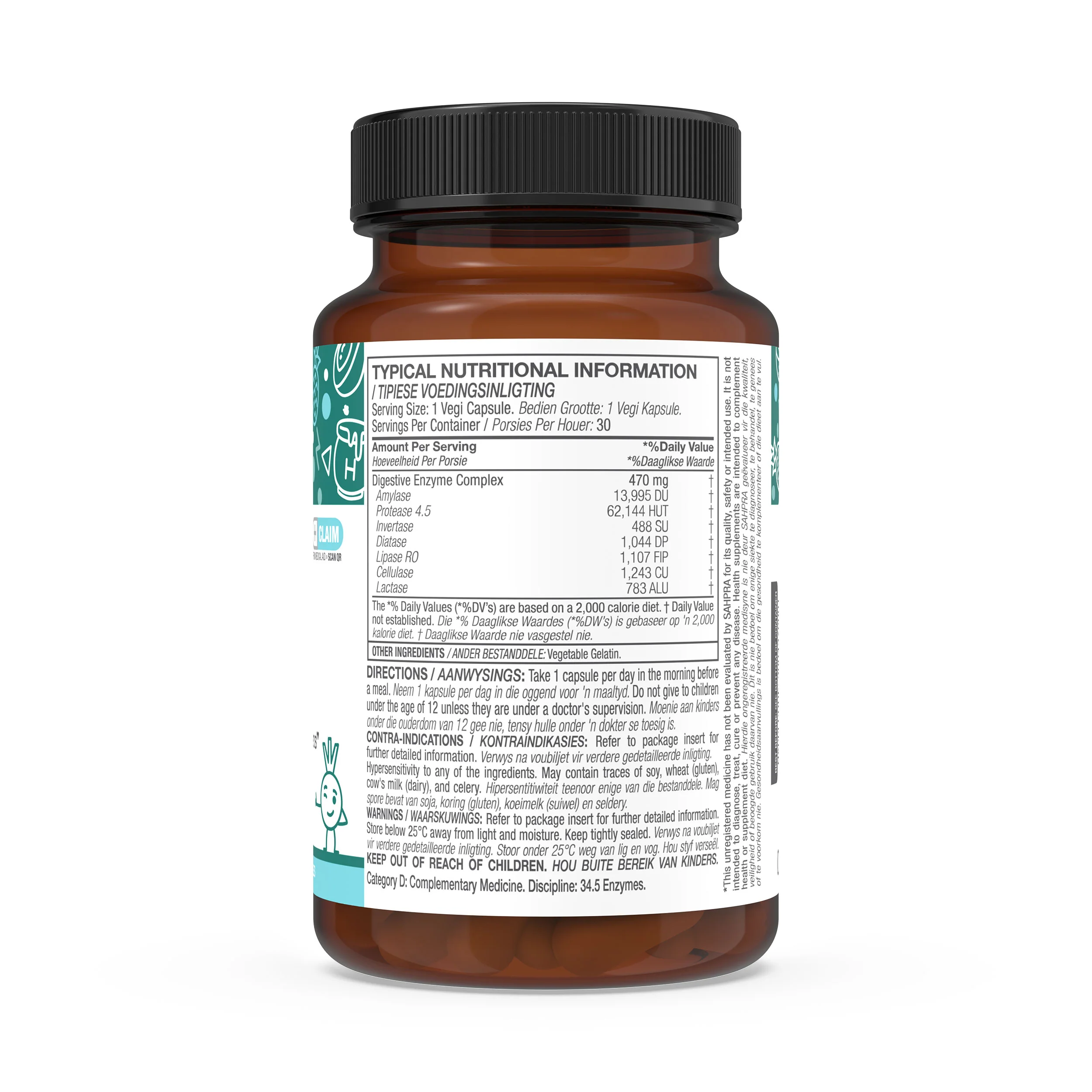 Optimal Digestion with Digestive Enzyme Complex 470mg 30 Vegi Capsules