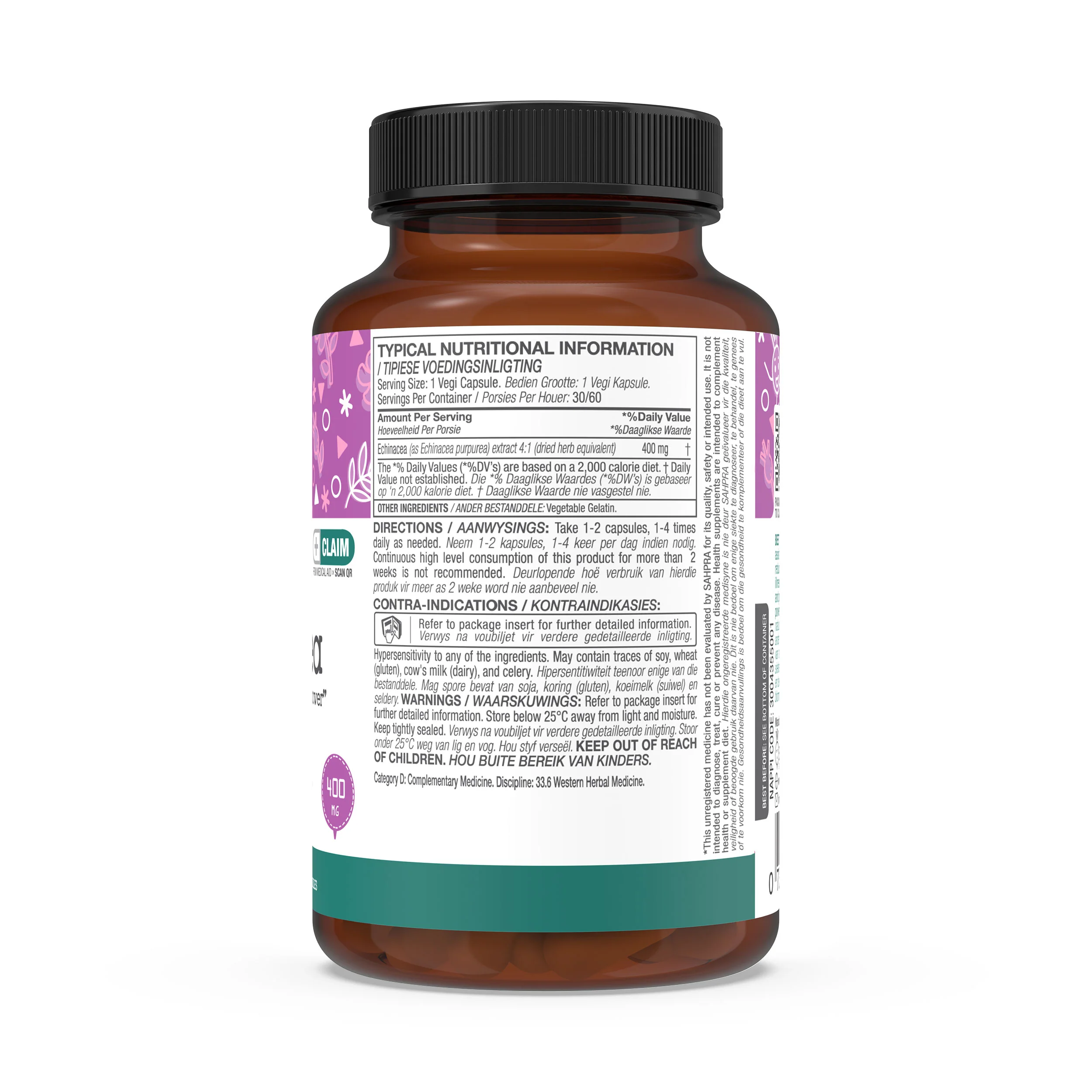 Echinacea 400mg (Purpurea Extract) 60 Vegi Capsules
