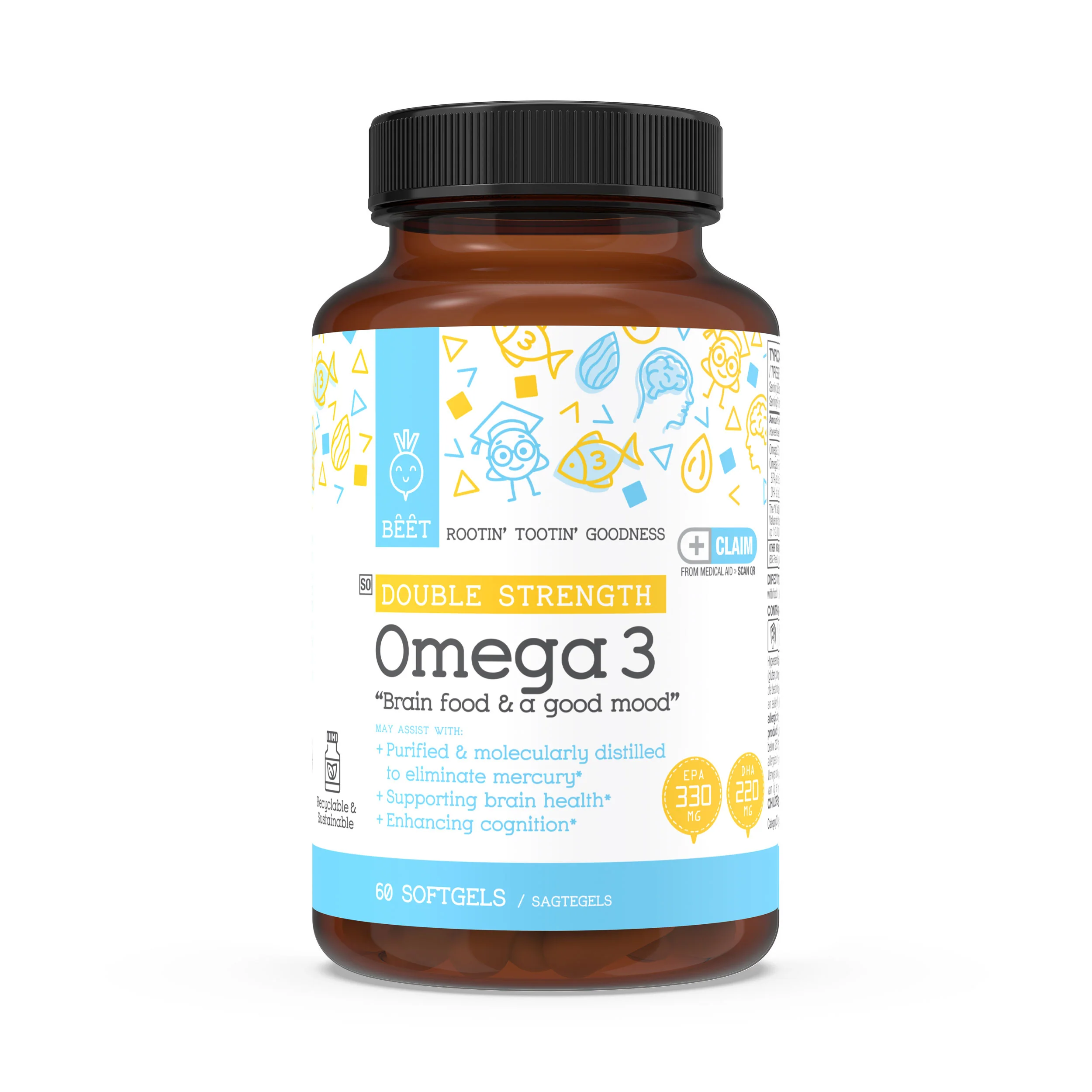 Omega 3 Double Strength with EPA 330mg & DHA 220mg 60 Softgels