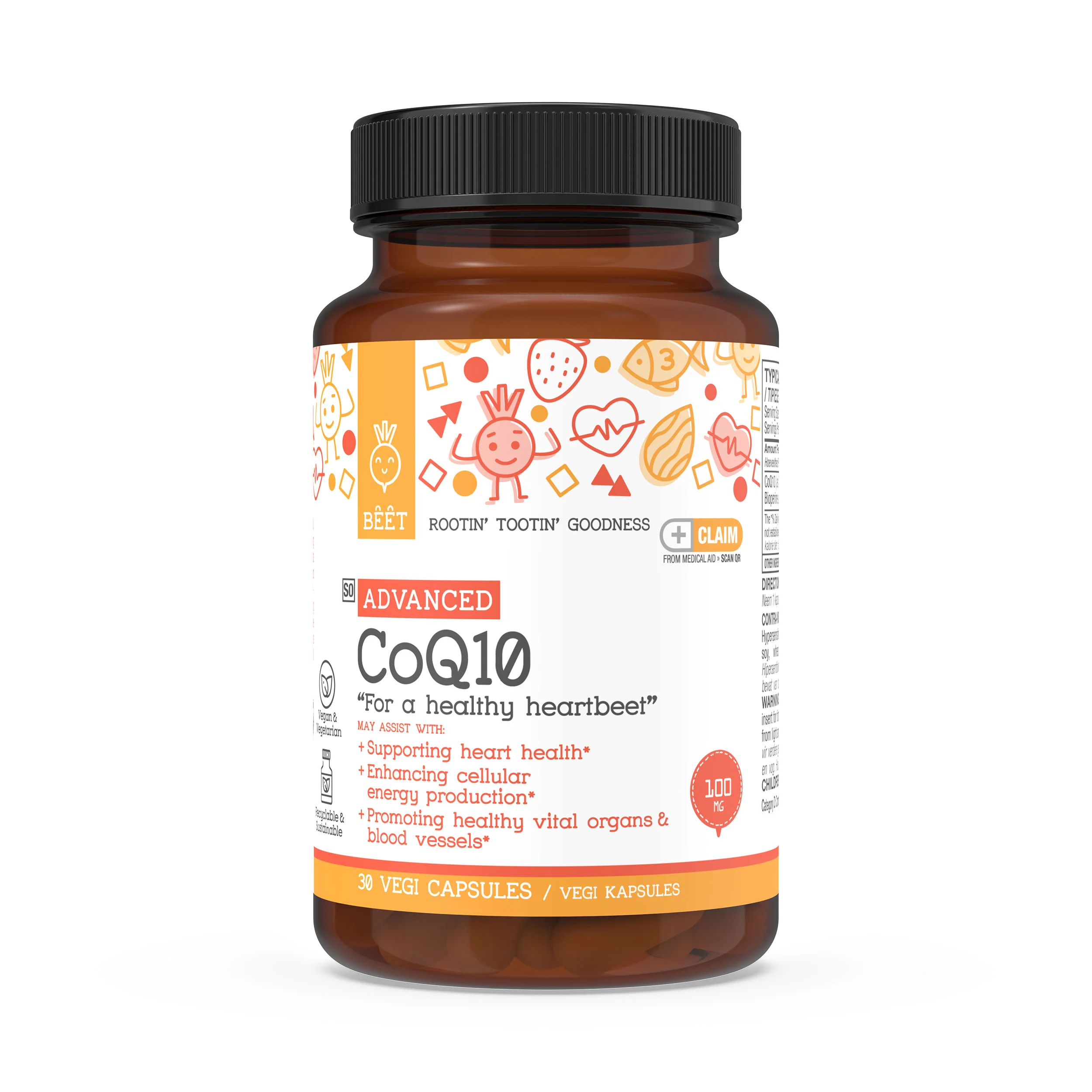 Coenzyme Q10 (CoQ10) Advanced 100mg with Bioperine 5mg 30 Vegi Capsules