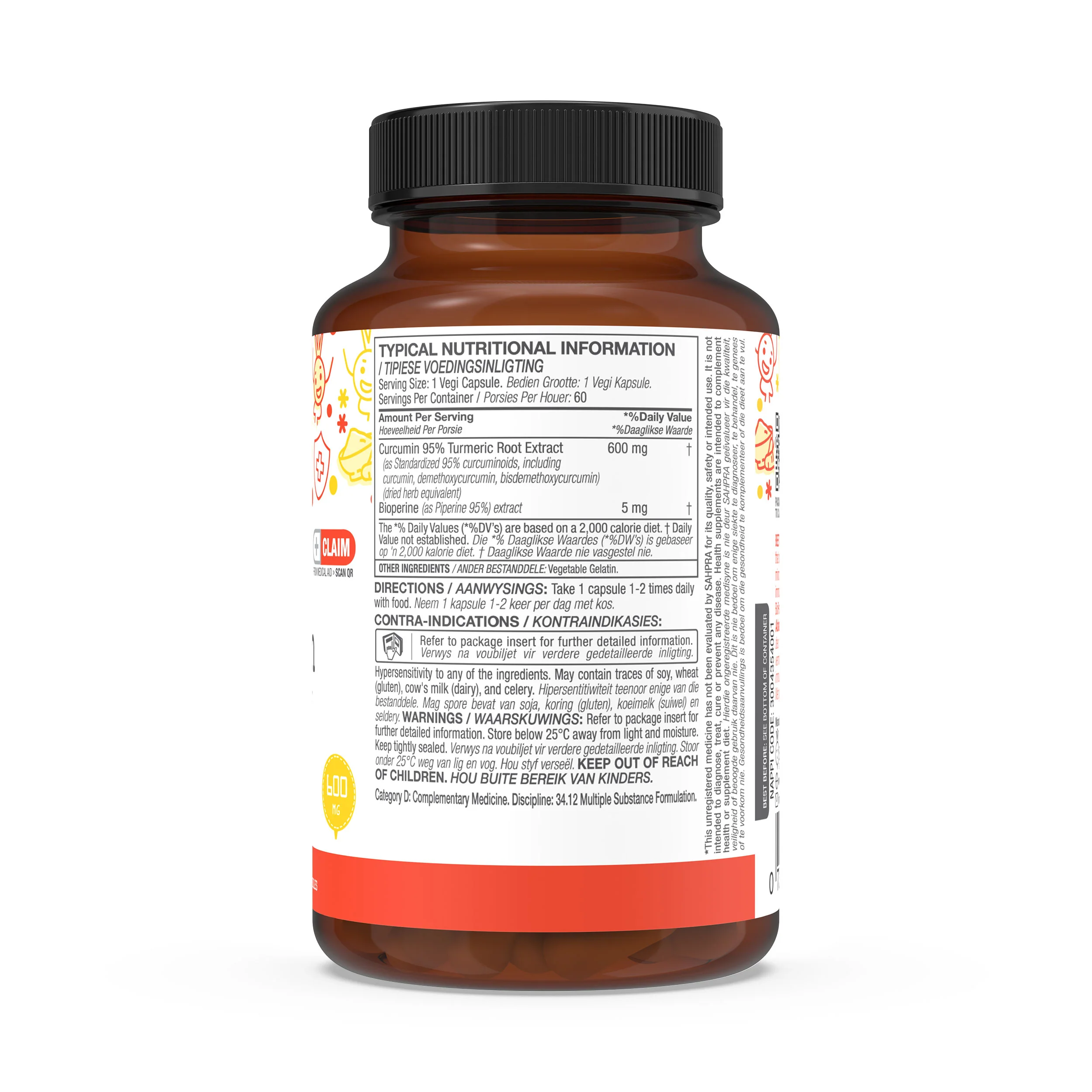Curcumin 600mg with Bioperine 5mg 60 Vegi Capsules
