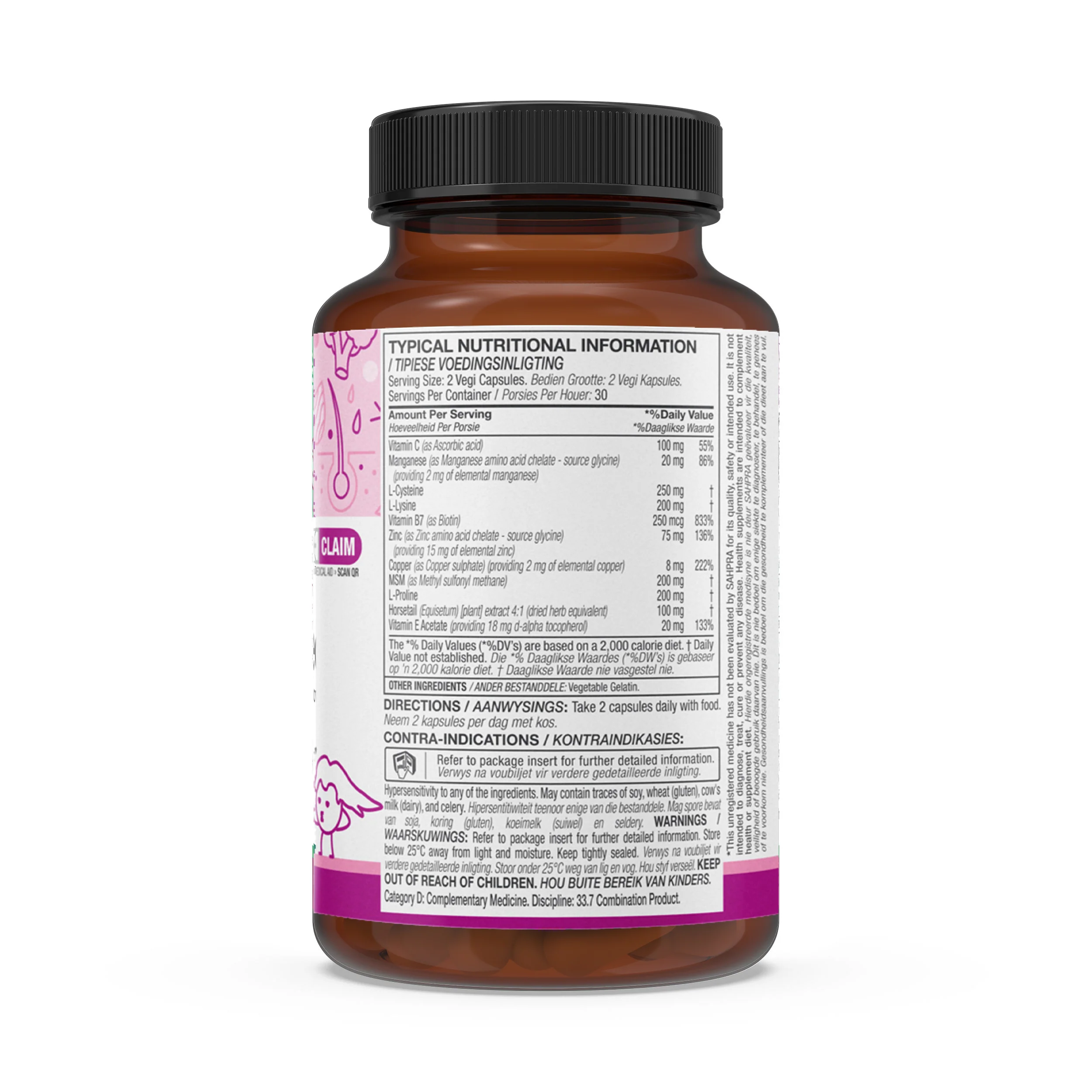 Superior Hair Skin & Nails with Biotin 250mcg, L-Proline 200mg, Horsetail Extract 100mg & MSM 200mg 60 Vegi Capsules