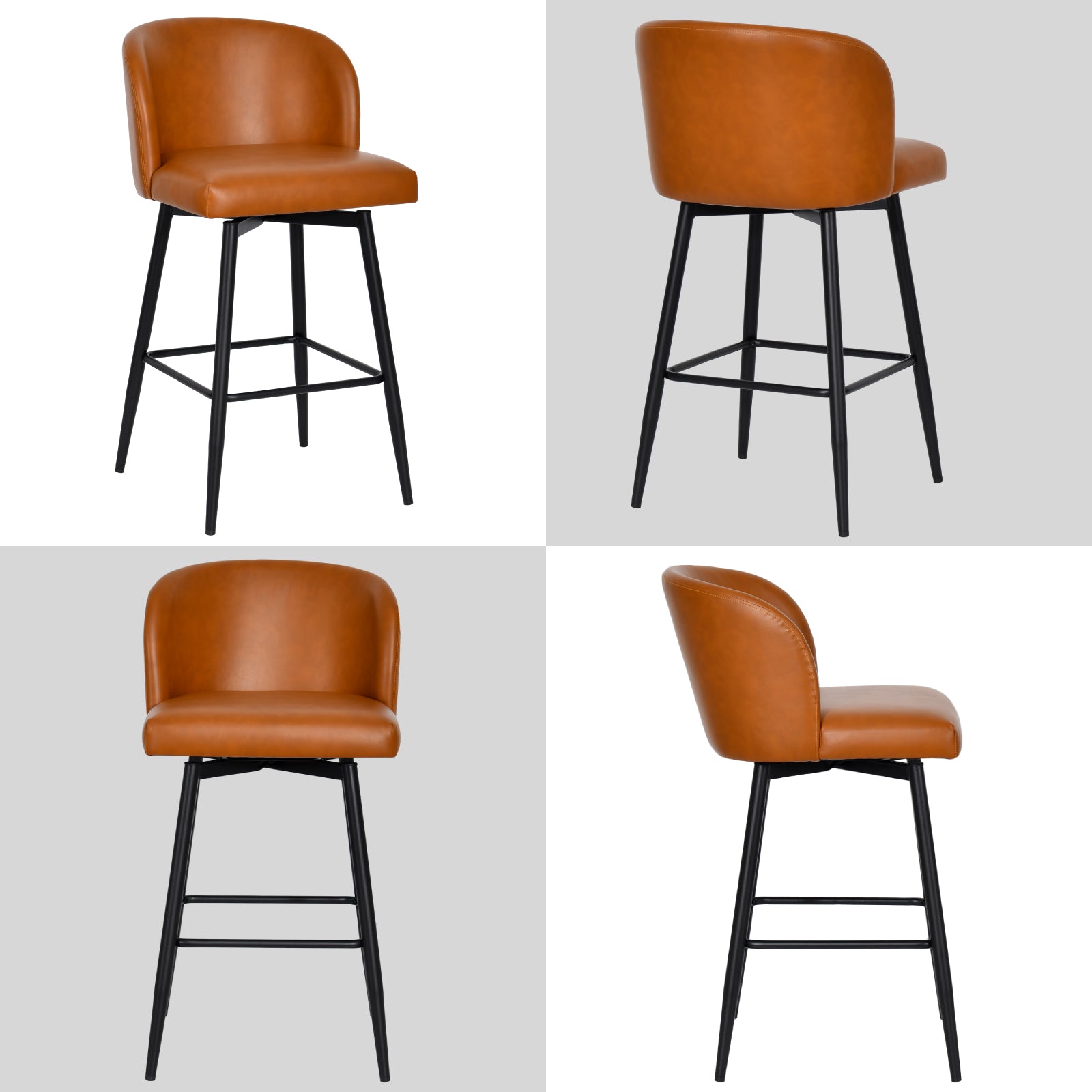 Duhome Barhocker 2er Set Barstuhl 360° Drehbar Küchenstuhl aus PU Bistrohocker