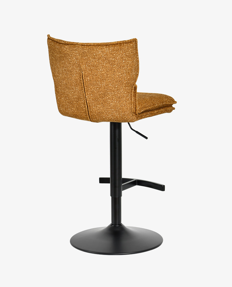 Höhenverstellbarer Drehbarer Bouclé-Barhocker mit Fußstütze