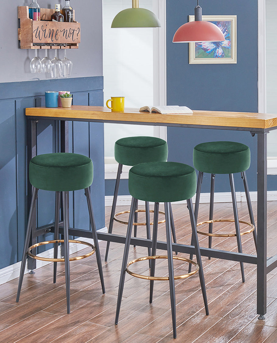 2x Barhocker rund Barstuhl aus Stoff Samt Gestell aus Metall Tresenhocker gut gepolstert Sitzhöhe 80 cm Farbauswahl Duhome 5168A