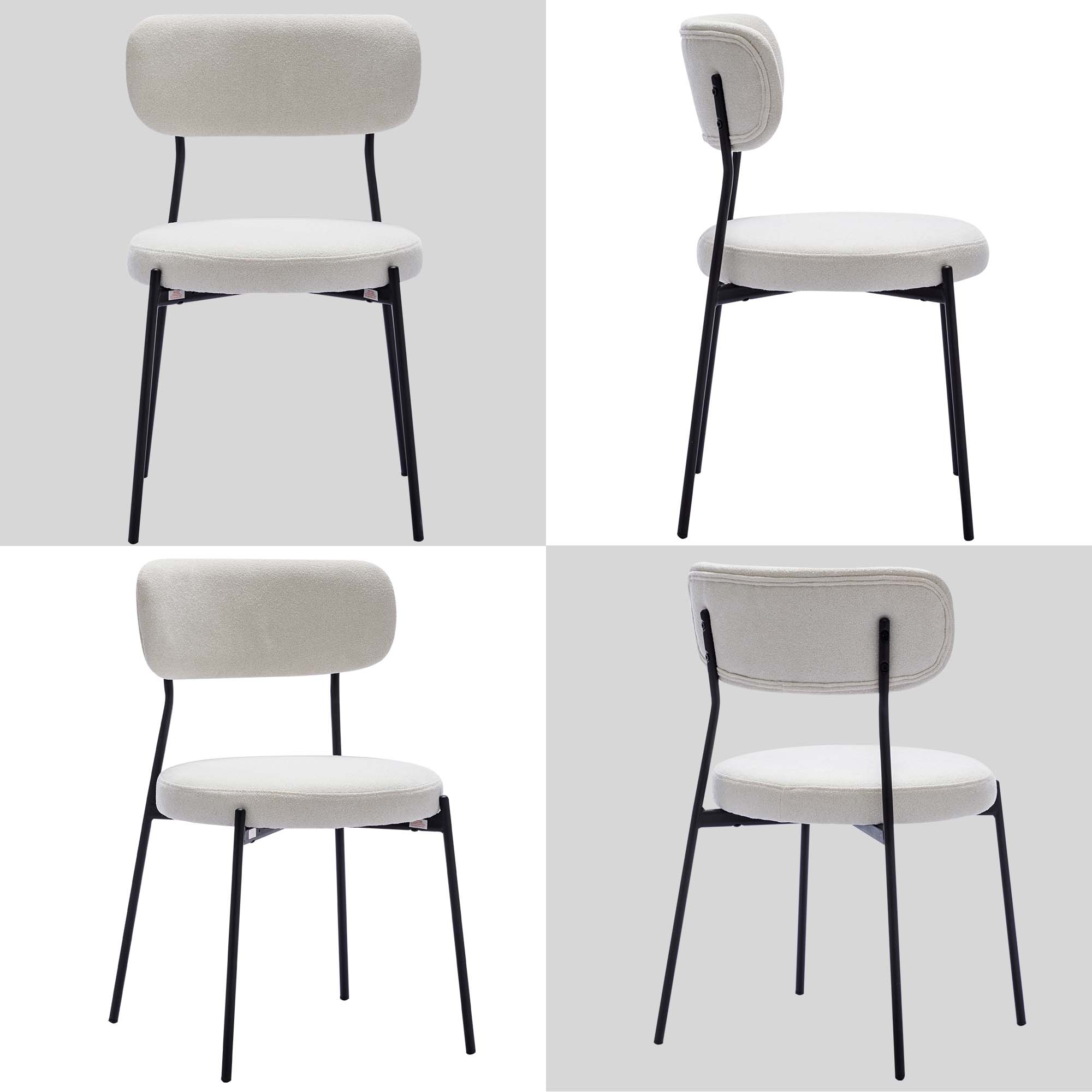 Duhome Esszimmerstühle Küchenstuhl 2er Set Polsterstuhl Wohnzimmerstuhl aus Bouclé Polsterstoff und Metallbeine für Küche Esszimmer Lounge Wohnzimmer Schlafzimmer, Gelb