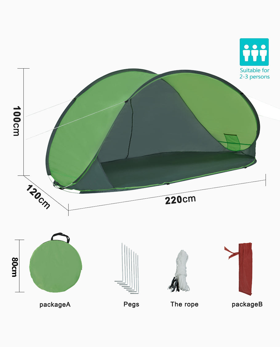 Strandmuschel Pop up Strandzelt Hellblau Polyester blitzschneller Aufbau Wetter- und Sichtschutz Farbauswahl Duhome BT-004