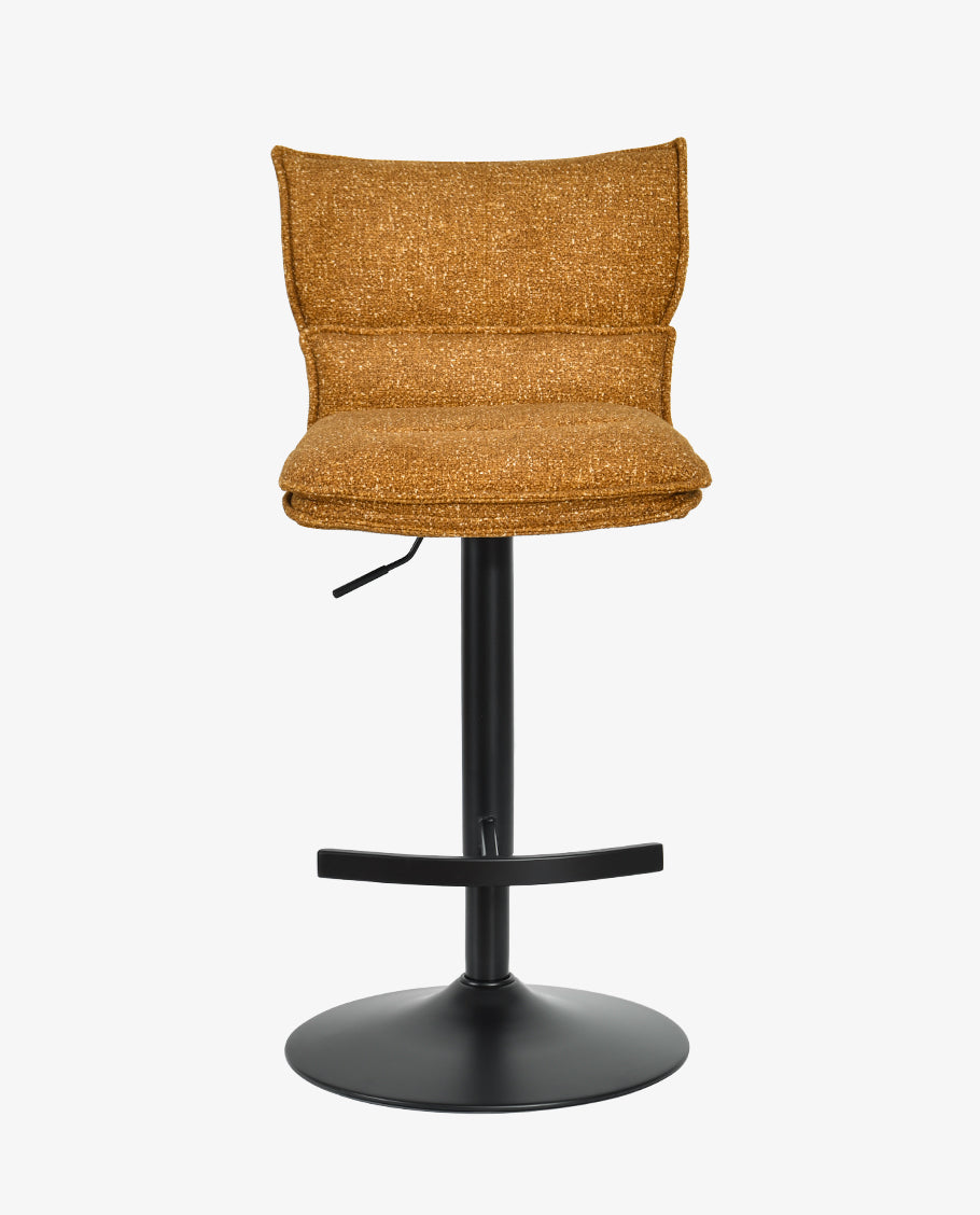 Höhenverstellbarer Drehbarer Bouclé-Barhocker mit Fußstütze