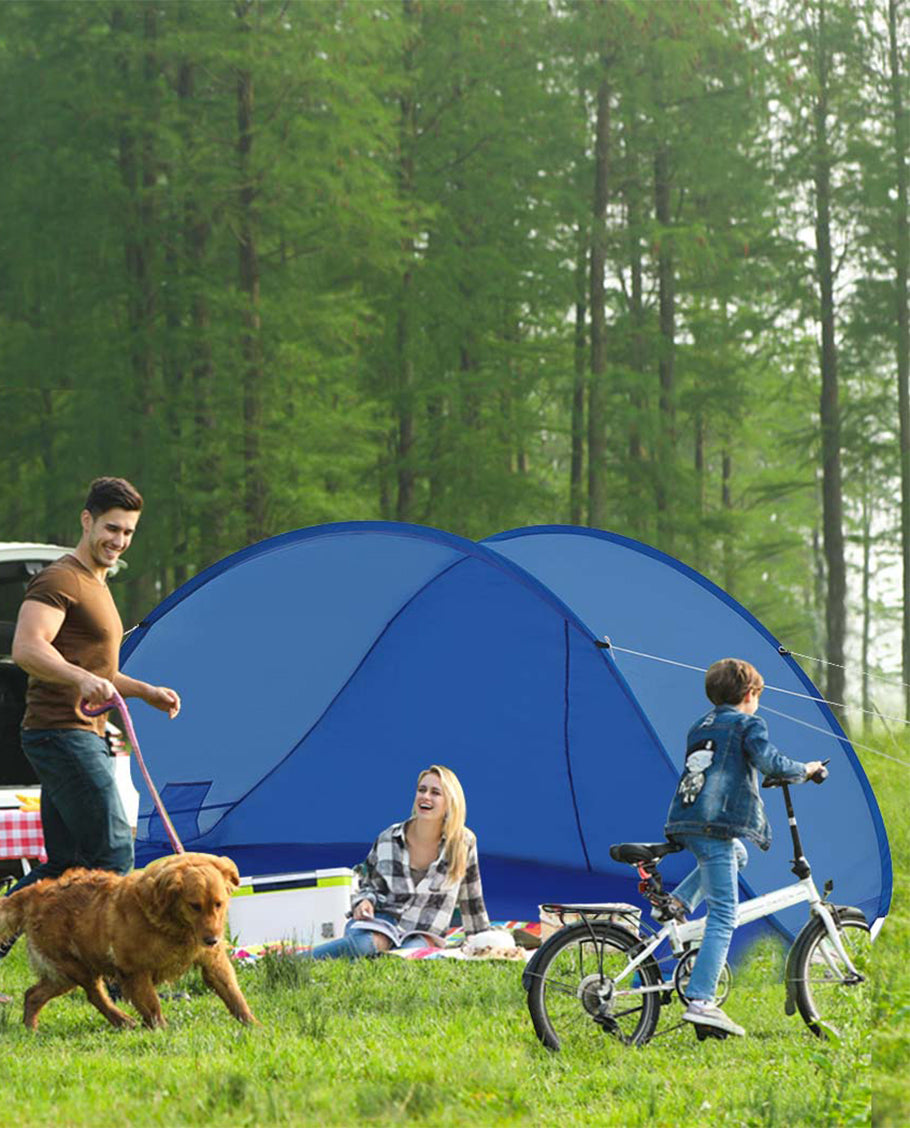 Strandmuschel Pop up Strandzelt Hellblau Polyester blitzschneller Aufbau Wetter- und Sichtschutz Farbauswahl Duhome BT-004