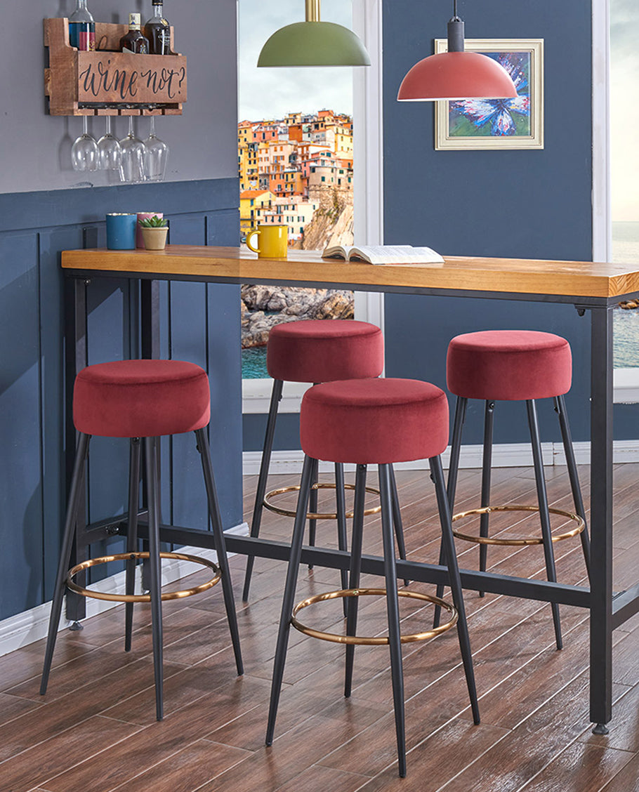 2x Barhocker rund Barstuhl aus Stoff Samt Gestell aus Metall Tresenhocker gut gepolstert Sitzhöhe 80 cm Farbauswahl Duhome 5168A