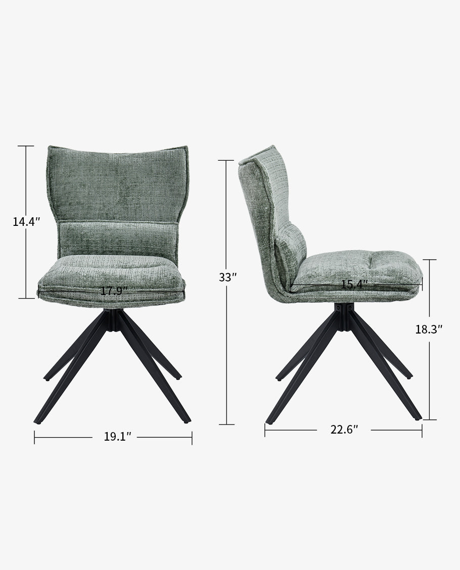Duhome Drehbarer Chenille-Polsterstuhl mit 360°-Rotation und automatischer Rückstellung