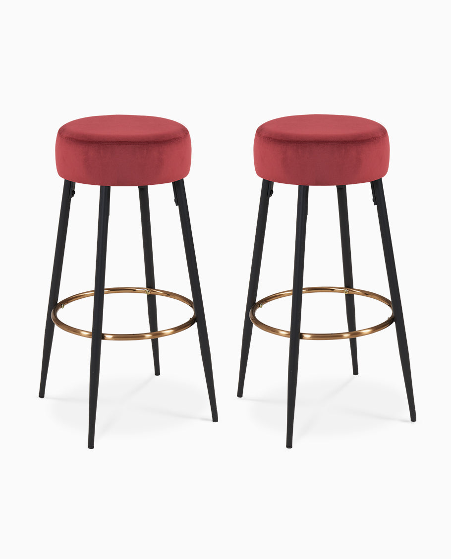 2x Barhocker rund Barstuhl aus Stoff Samt Gestell aus Metall Tresenhocker gut gepolstert Sitzhöhe 80 cm Farbauswahl Duhome 5168A