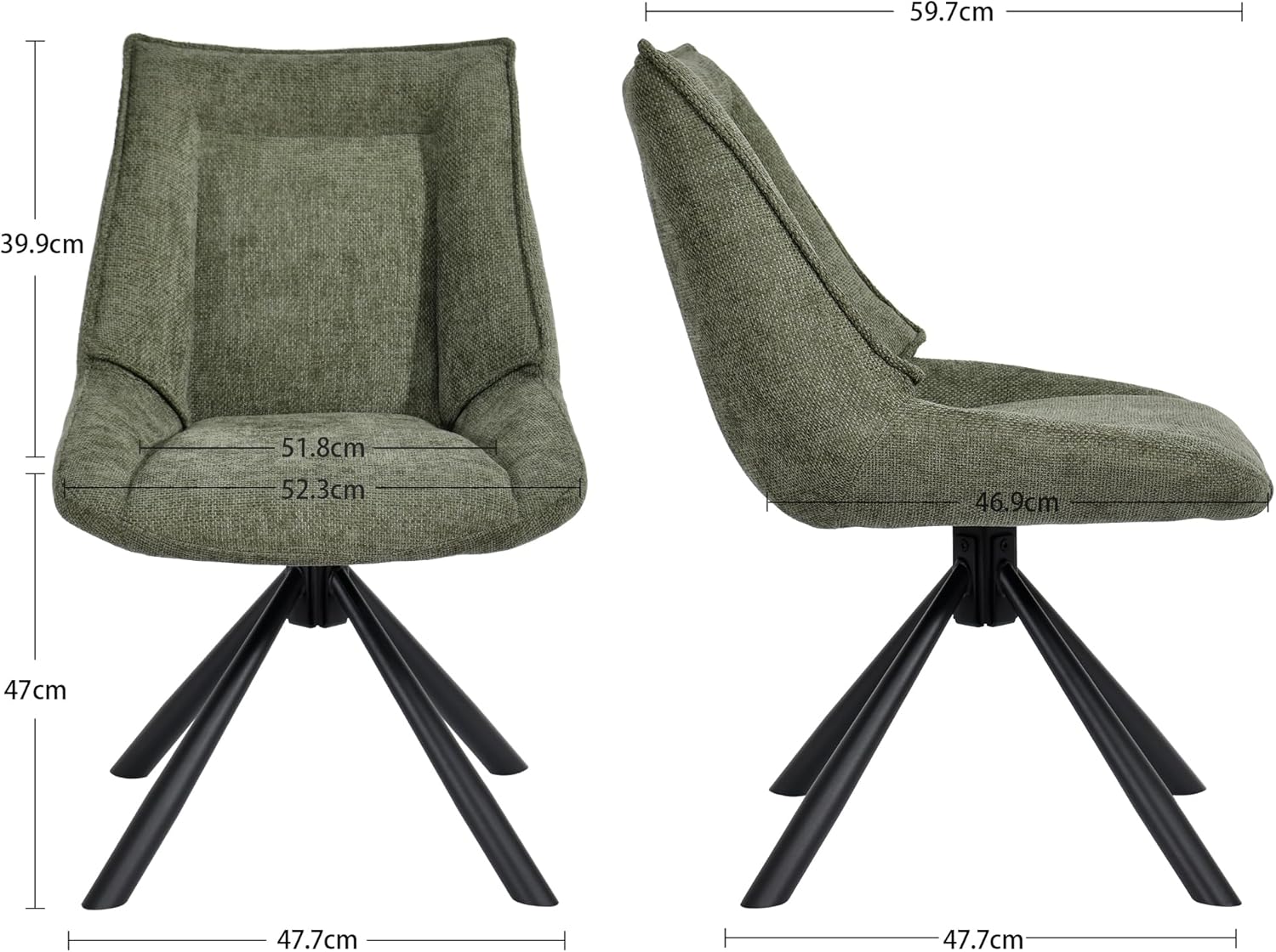 Duhome Esszimmerstuhl, Chenille-Stoff, 180° drehbar