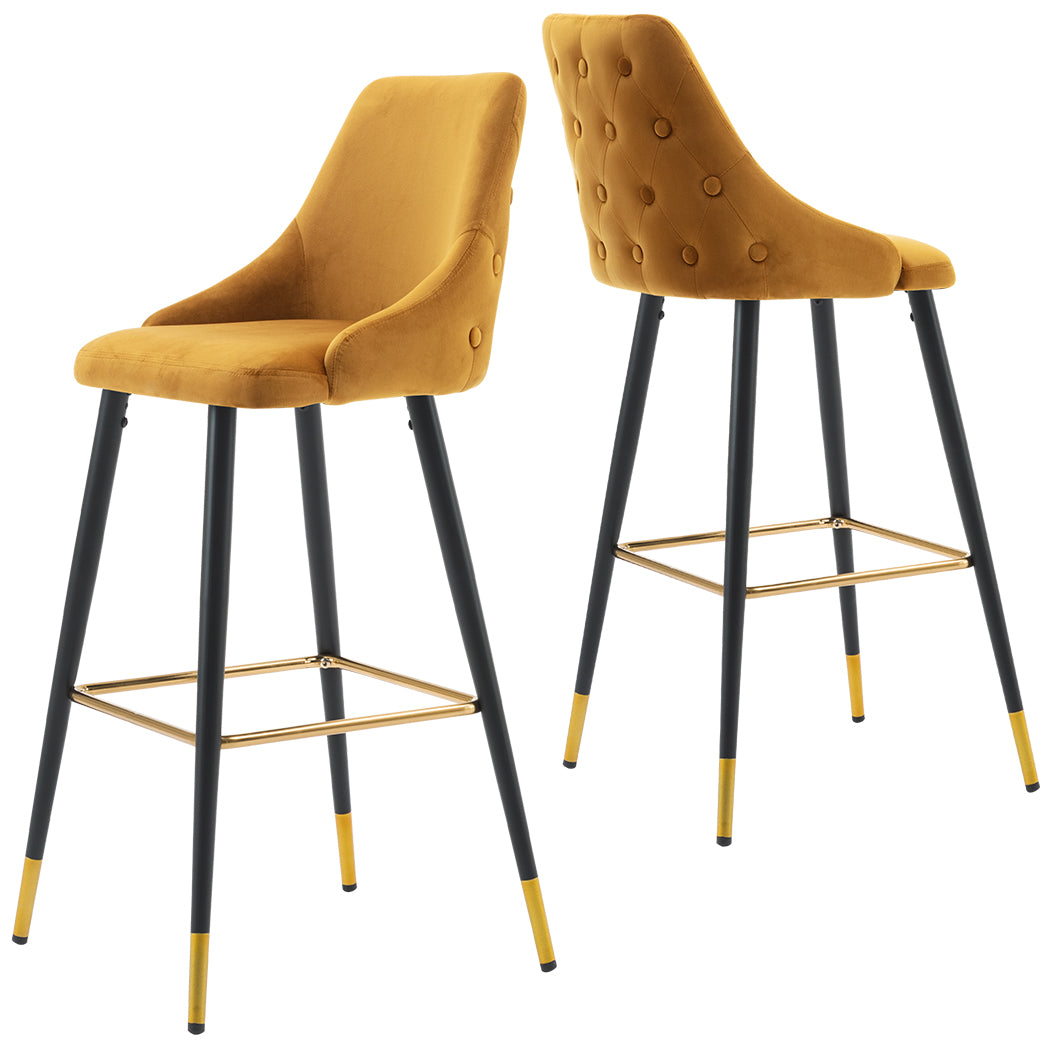 2x Barhocker Barstuhl aus Stoff Samt Gestell aus Metall Tresenhocker Bar Sessel gut gepolstert mit Lehne Farbauswahl Duhome 5170G