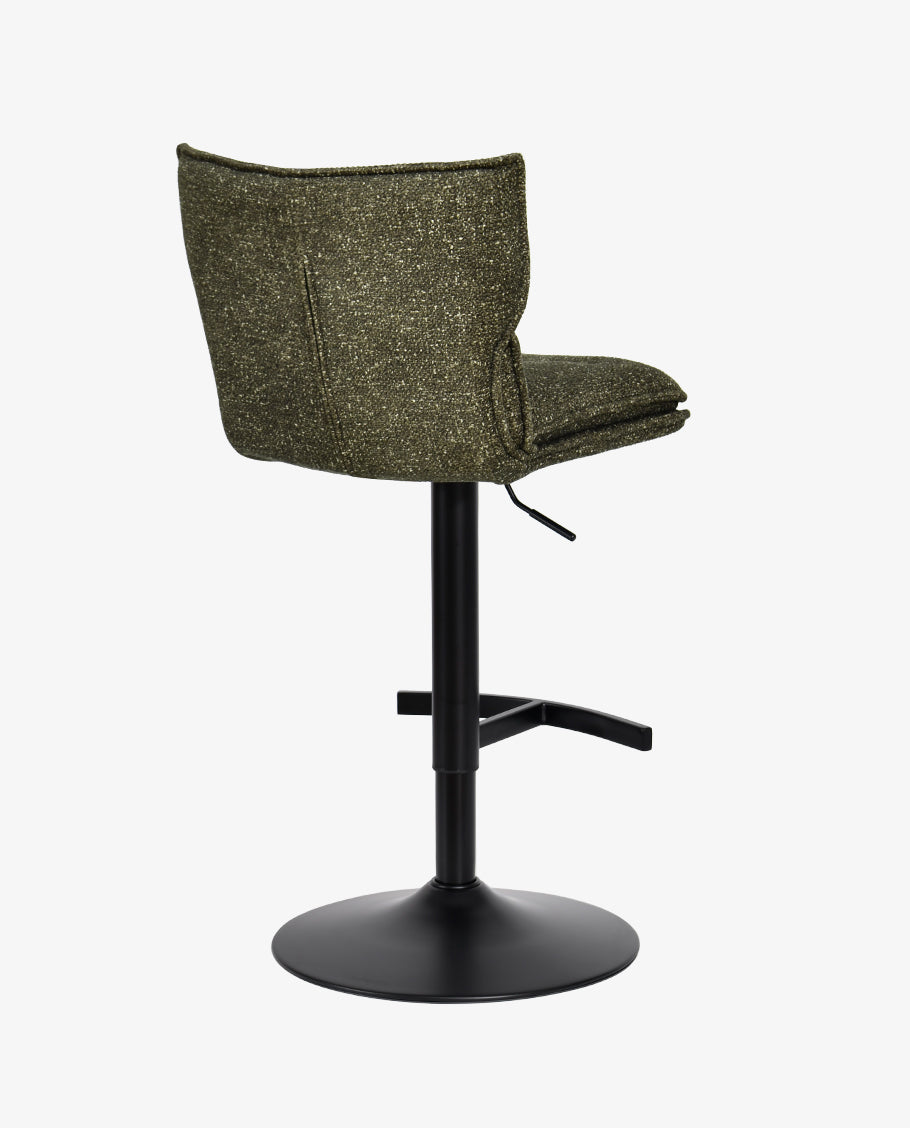 Höhenverstellbarer Drehbarer Bouclé-Barhocker mit Fußstütze