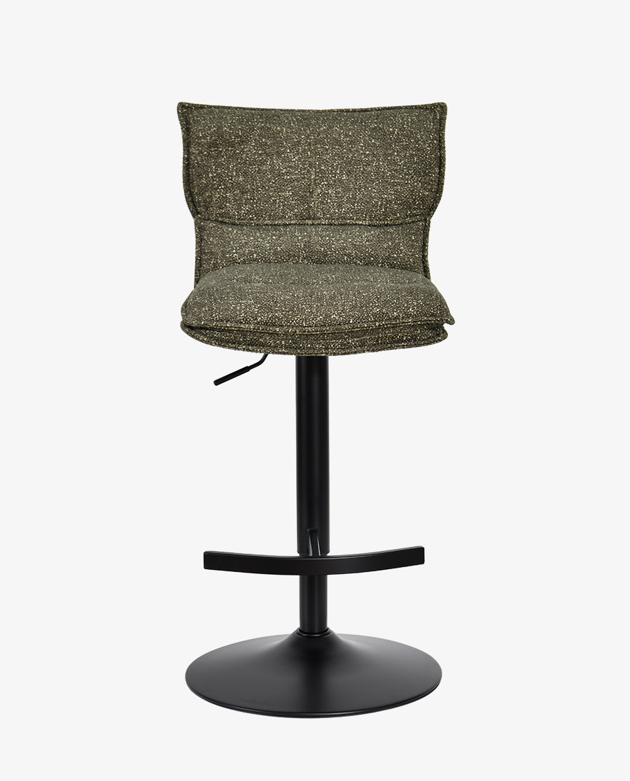 Höhenverstellbarer Drehbarer Bouclé-Barhocker mit Fußstütze