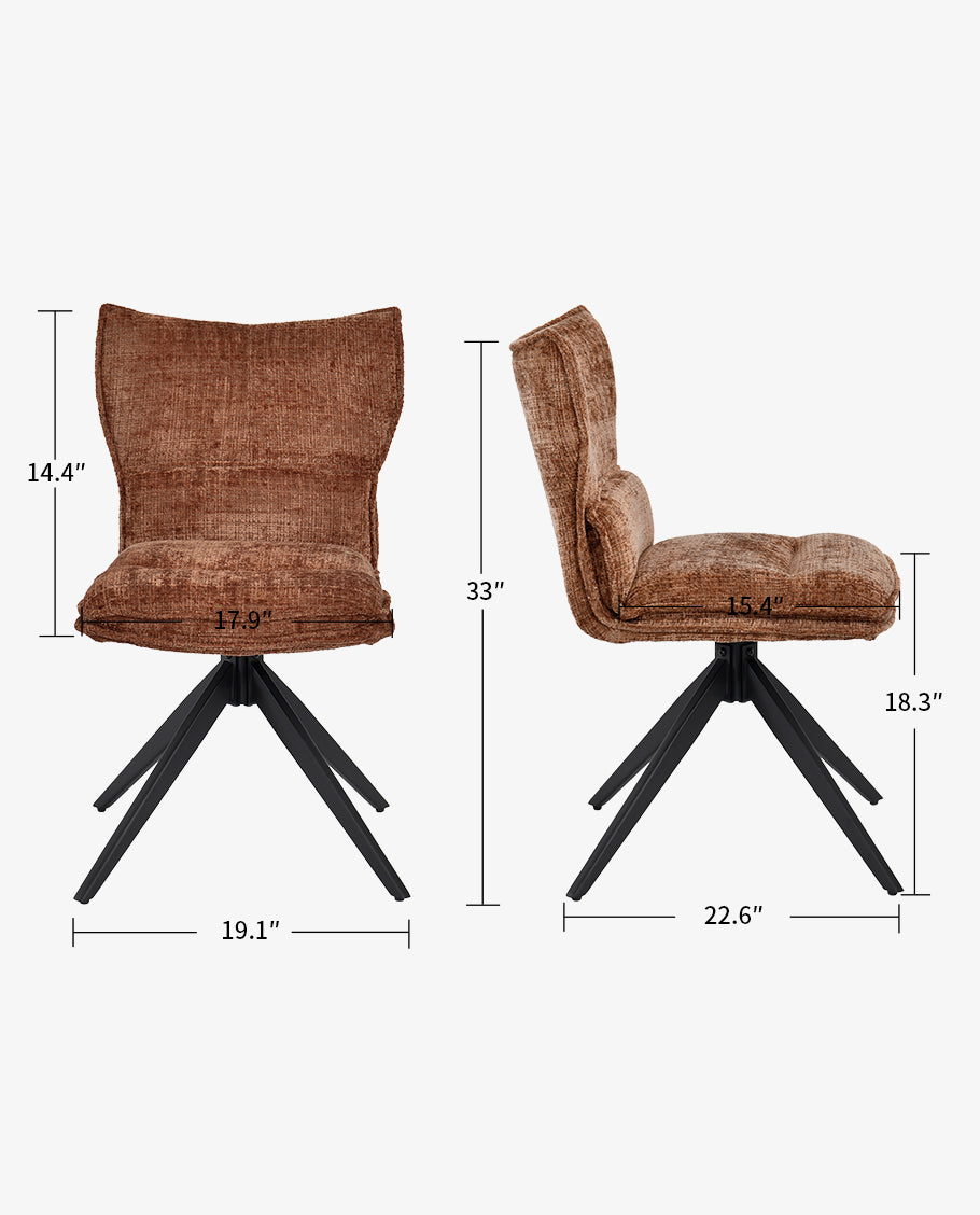 Duhome Drehbarer Chenille-Polsterstuhl mit 360°-Rotation und automatischer Rückstellung