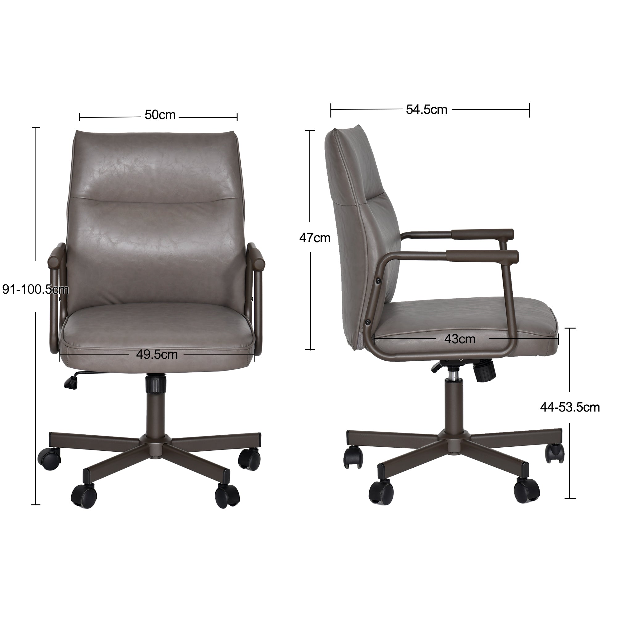 Höhenverstellbarer Bürostuhl mit 360°-Drehung aus PVC