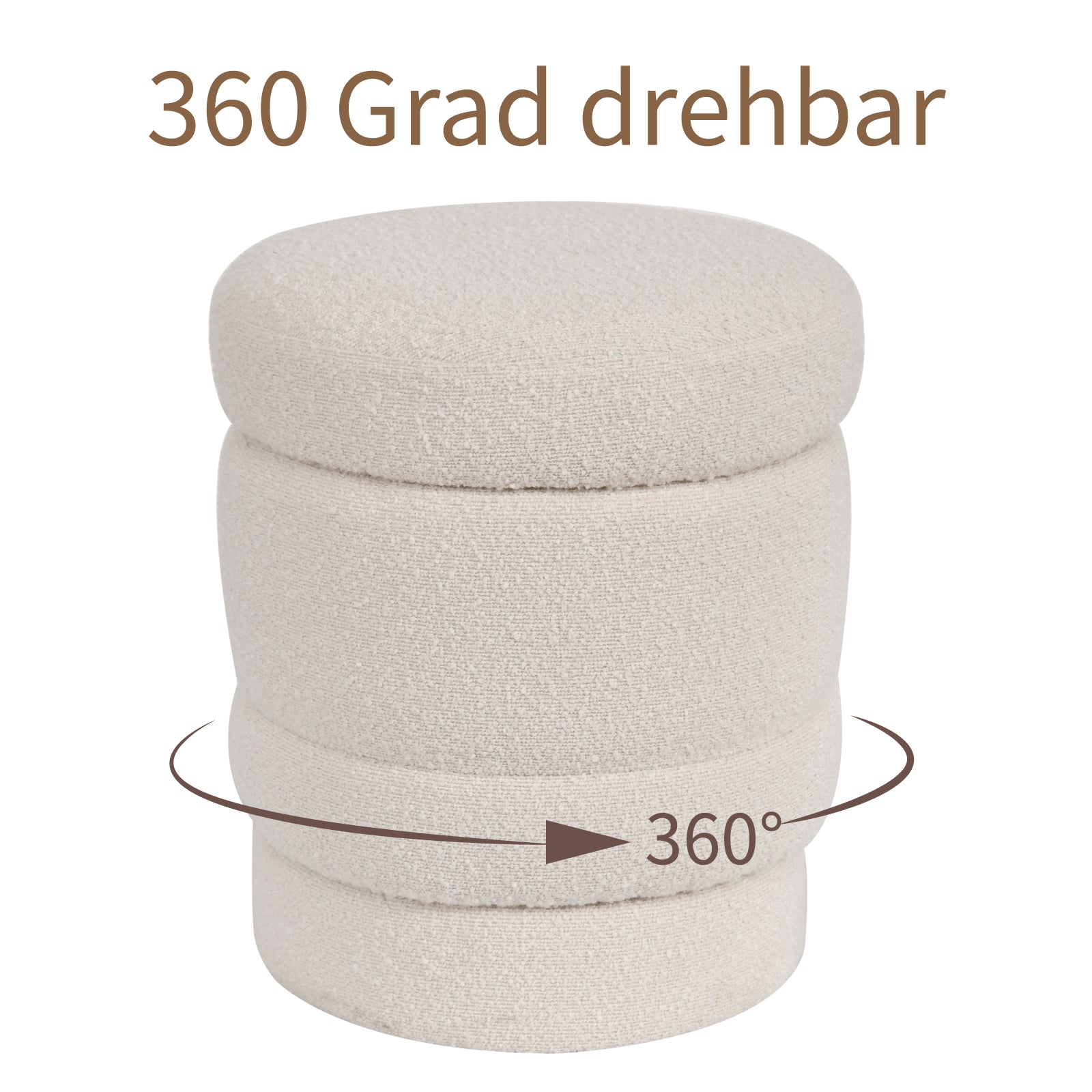 Duhome Ottoman Drehbar Rund Polsterhocker mit Stauraum Sitzhocker mit Deckel Stauhocker