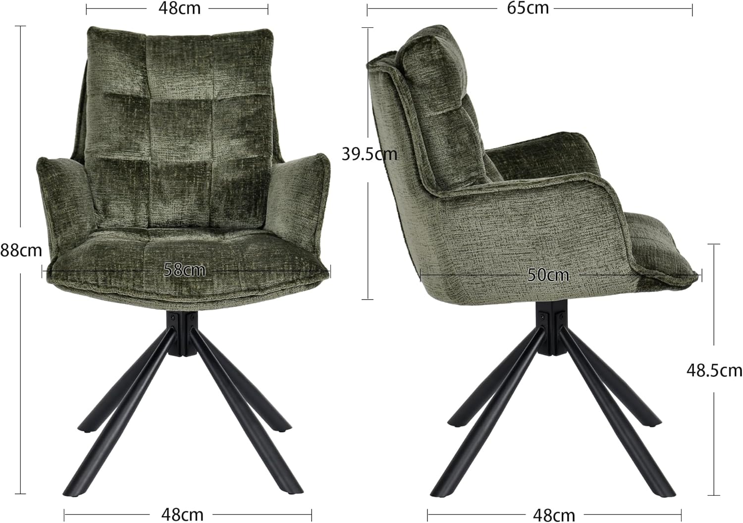 Duhome 180° drehbarer Esszimmerstuhl mit automatischer Liegefunktion