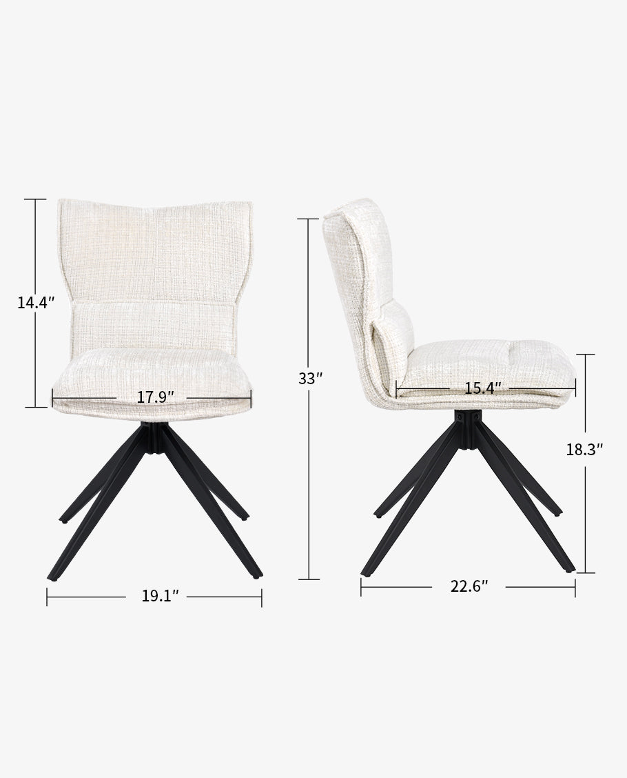 Duhome Drehbarer Chenille-Polsterstuhl mit 360°-Rotation und automatischer Rückstellung