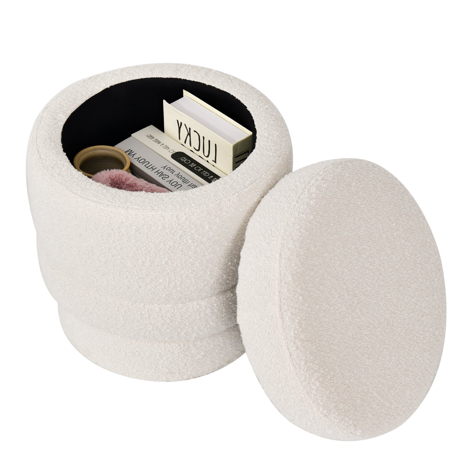 Duhome Ottoman Drehbar Rund Polsterhocker mit Stauraum Sitzhocker mit Deckel Stauhocker