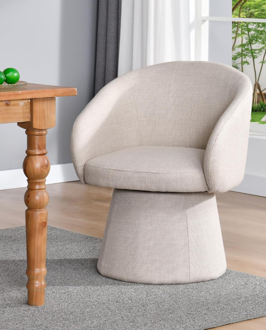 Duhome Modern gepolsterter Leinen-Drehstuhl (360°), Kegel-Design