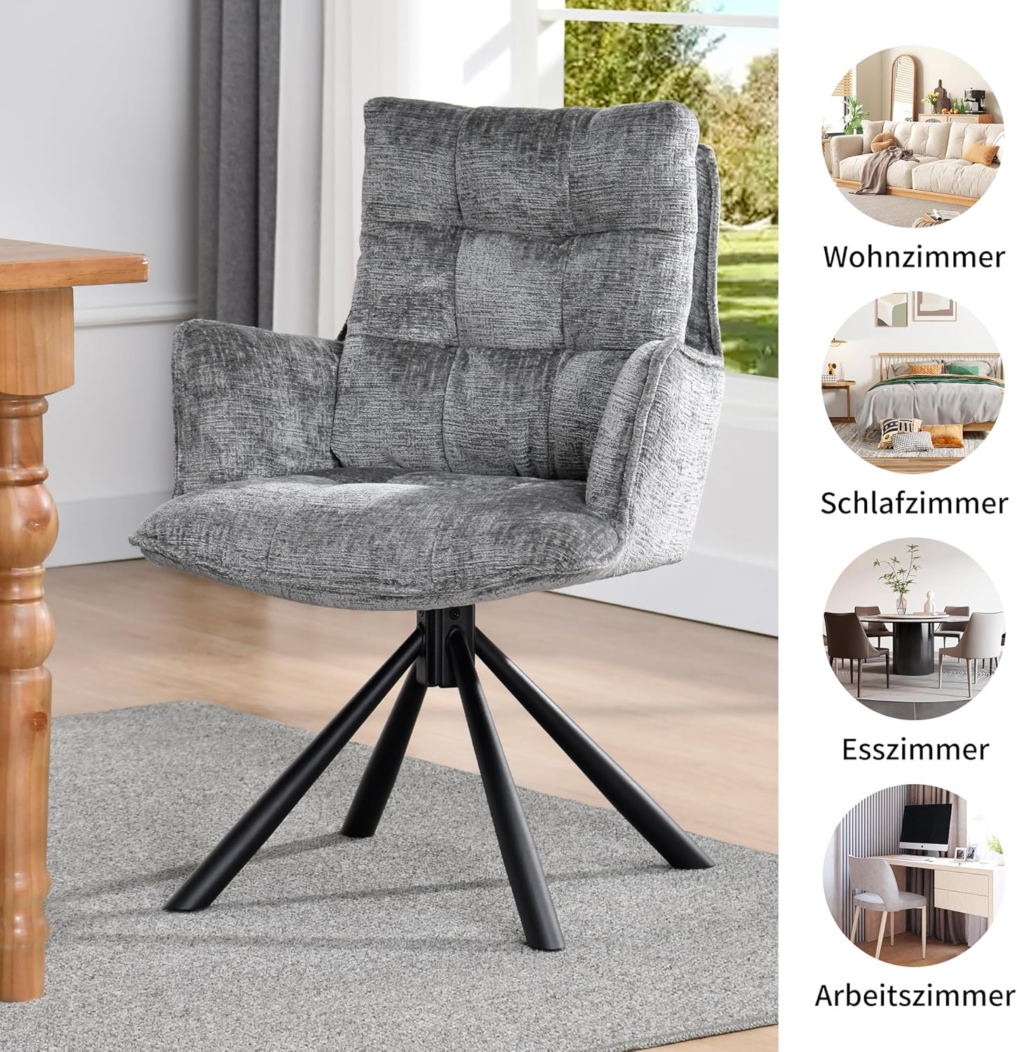 Duhome 180° drehbarer Esszimmerstuhl mit automatischer Liegefunktion