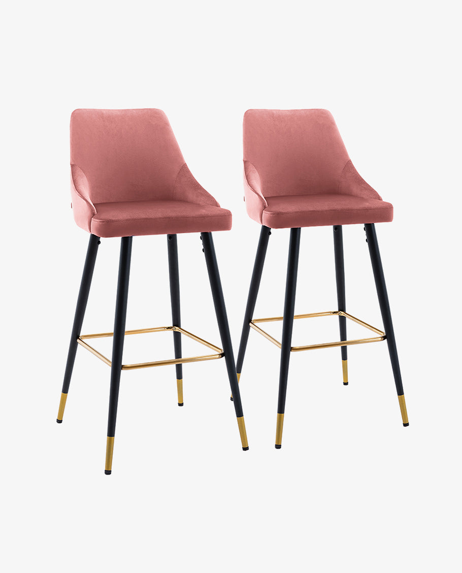 2x Barhocker Barstuhl aus Stoff Samt Gestell aus Metall Tresenhocker Bar Sessel gut gepolstert mit Lehne Farbauswahl Duhome 5170G