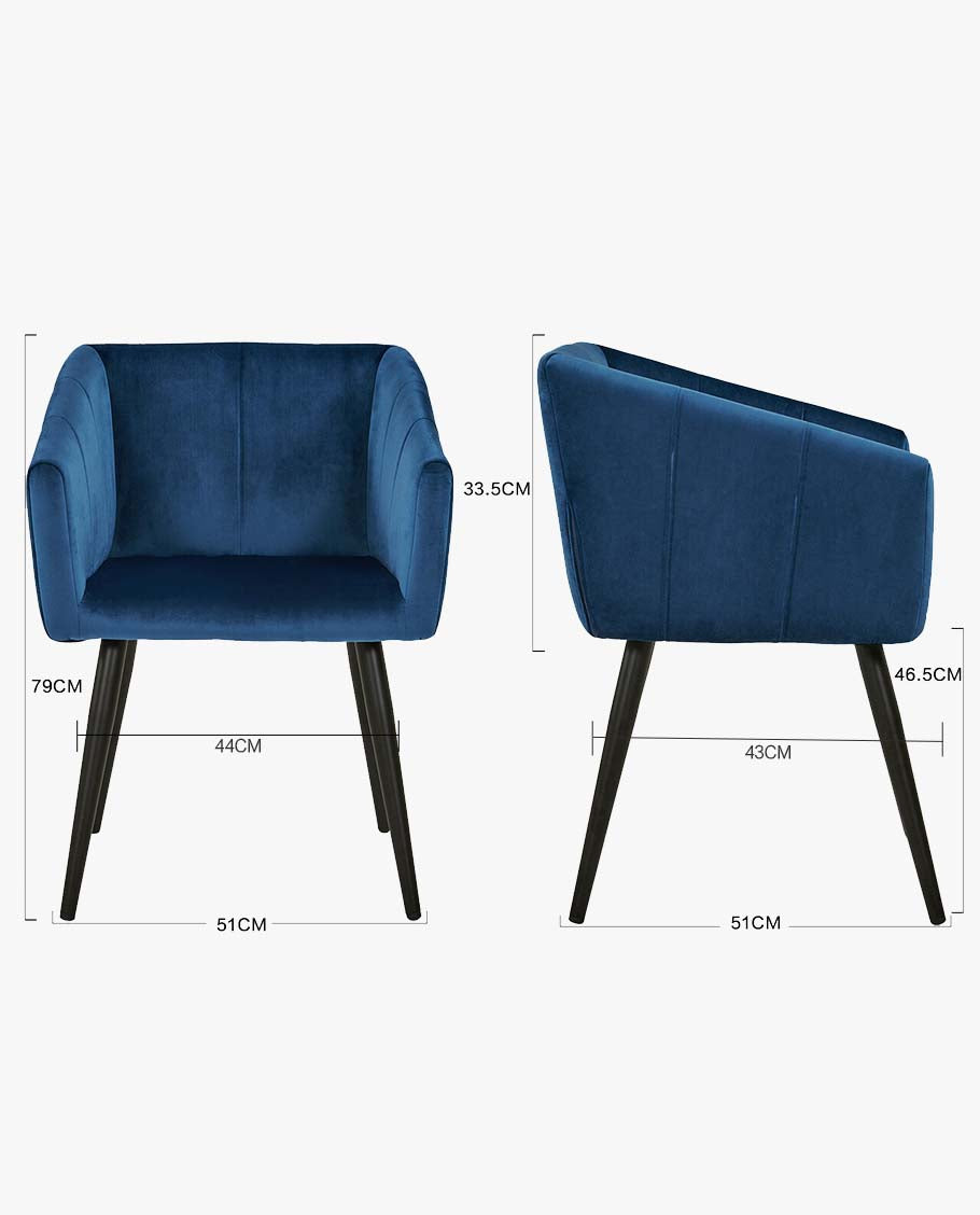 Esszimmerstuhl aus Stoff (Samt) Farbauswahl Retro Design Stuhl mit Rückenlehne Sessel Metallbeine Duhome 8065