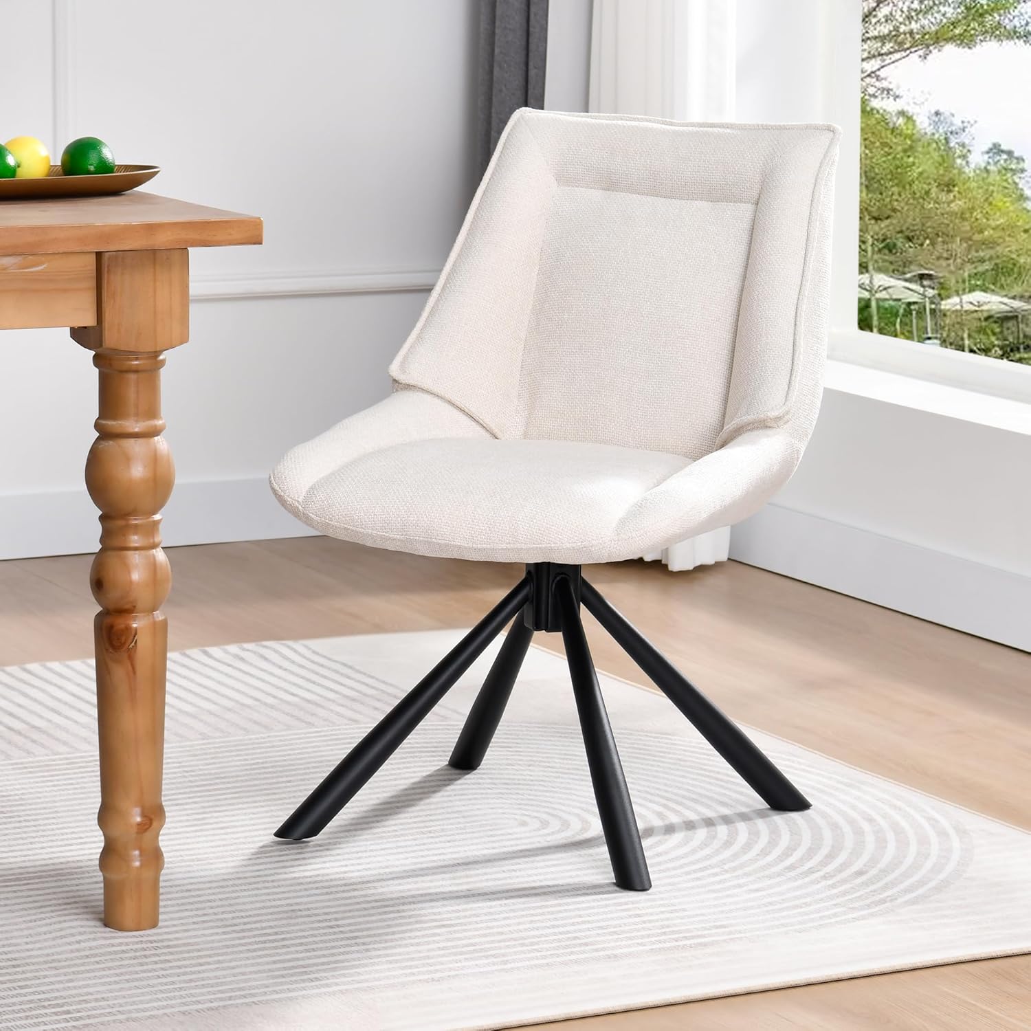 Duhome Esszimmerstuhl, Chenille-Stoff, 180° drehbar