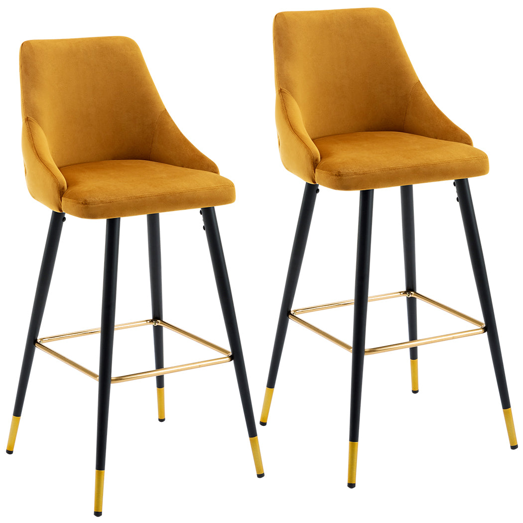2x Barhocker Barstuhl aus Stoff Samt Gestell aus Metall Tresenhocker Bar Sessel gut gepolstert mit Lehne Farbauswahl Duhome 5170G