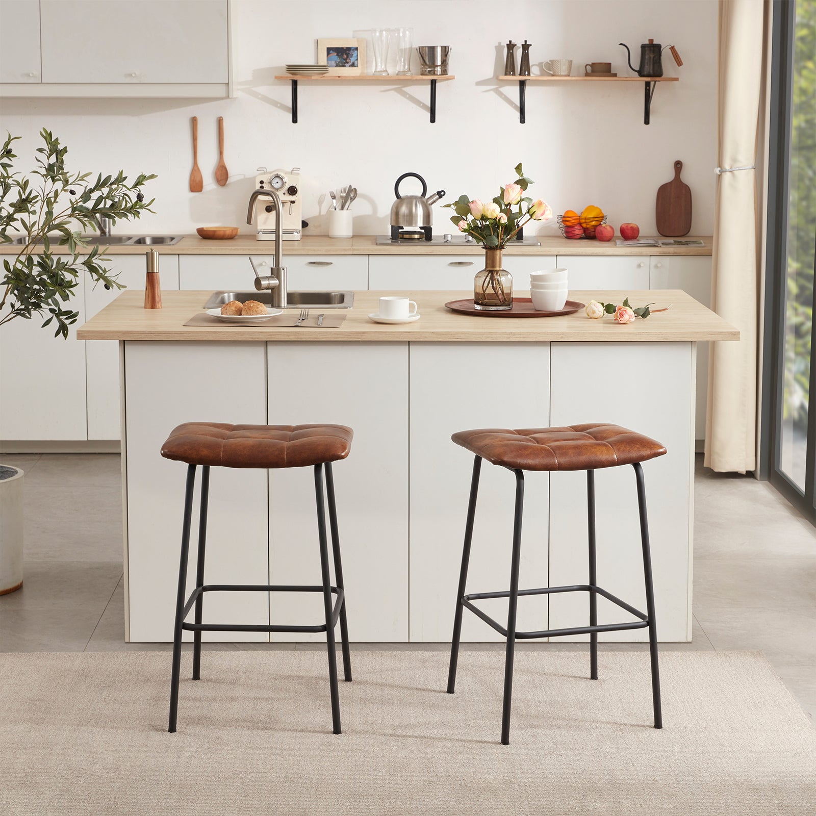 Duhome 2x Barhocker Barstuhl Gestell aus Metall Tresenhocker gepolstert Sitzhöhe 71 cm 5298D1