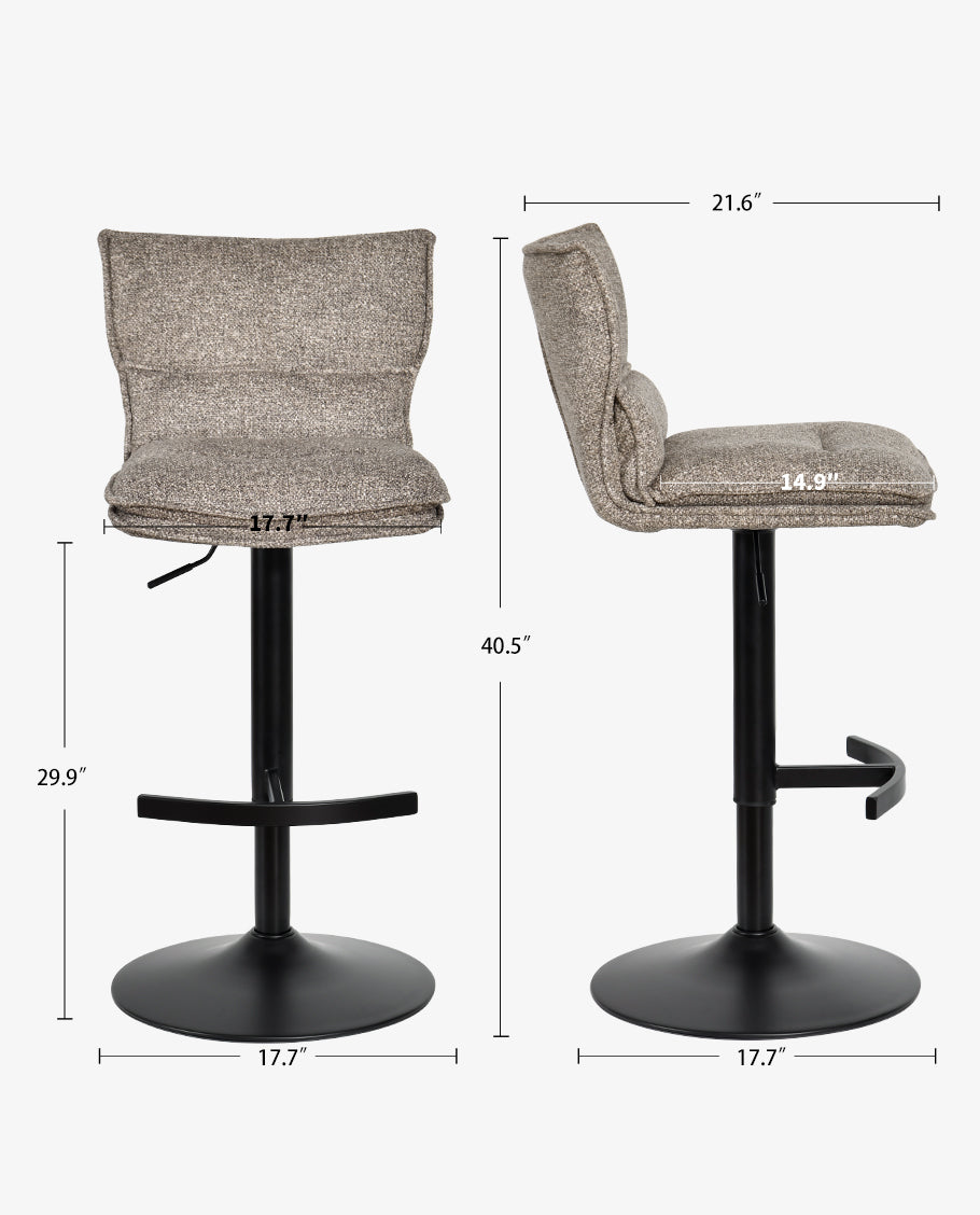 Höhenverstellbarer Drehbarer Bouclé-Barhocker mit Fußstütze