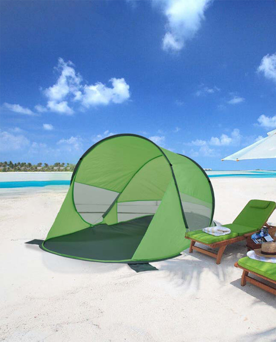 Strandmuschel Pop Up Strandzelt Blau Polyester blitzschneller Aufbau Wetter- und Sichtschutz Duhome BT-006