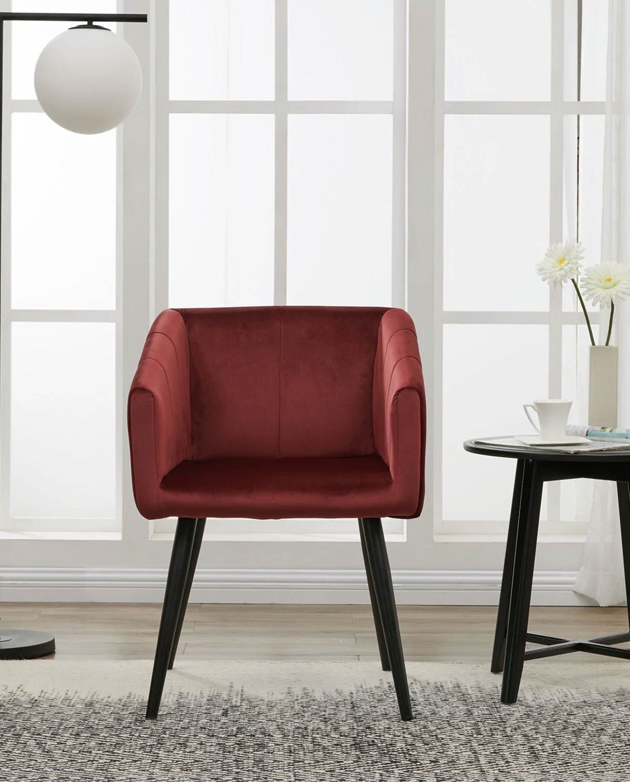 Esszimmerstuhl aus Stoff (Samt) Farbauswahl Retro Design Stuhl mit Rückenlehne Sessel Metallbeine Duhome 8065