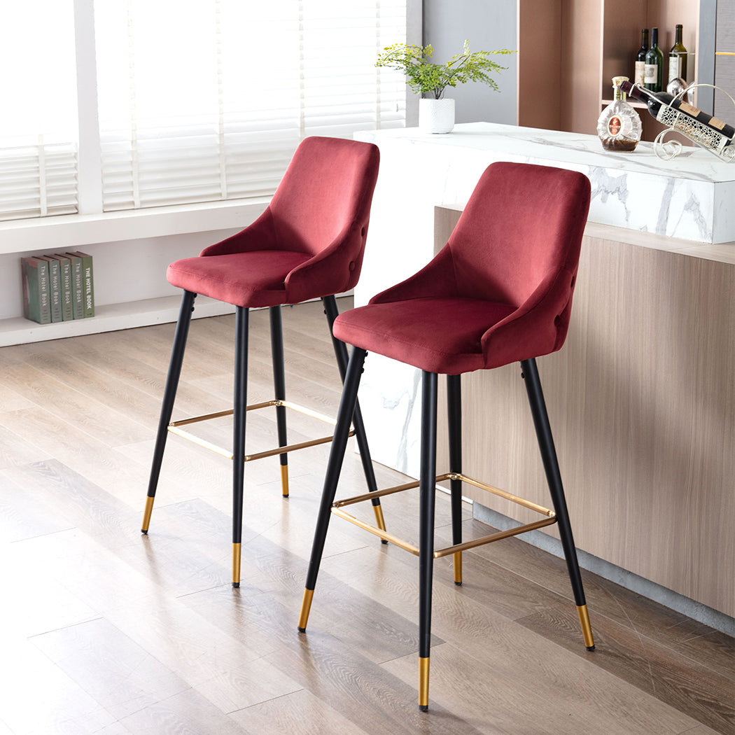 2x Barhocker Barstuhl aus Stoff Samt Gestell aus Metall Tresenhocker Bar Sessel gut gepolstert mit Lehne Farbauswahl Duhome 5170G